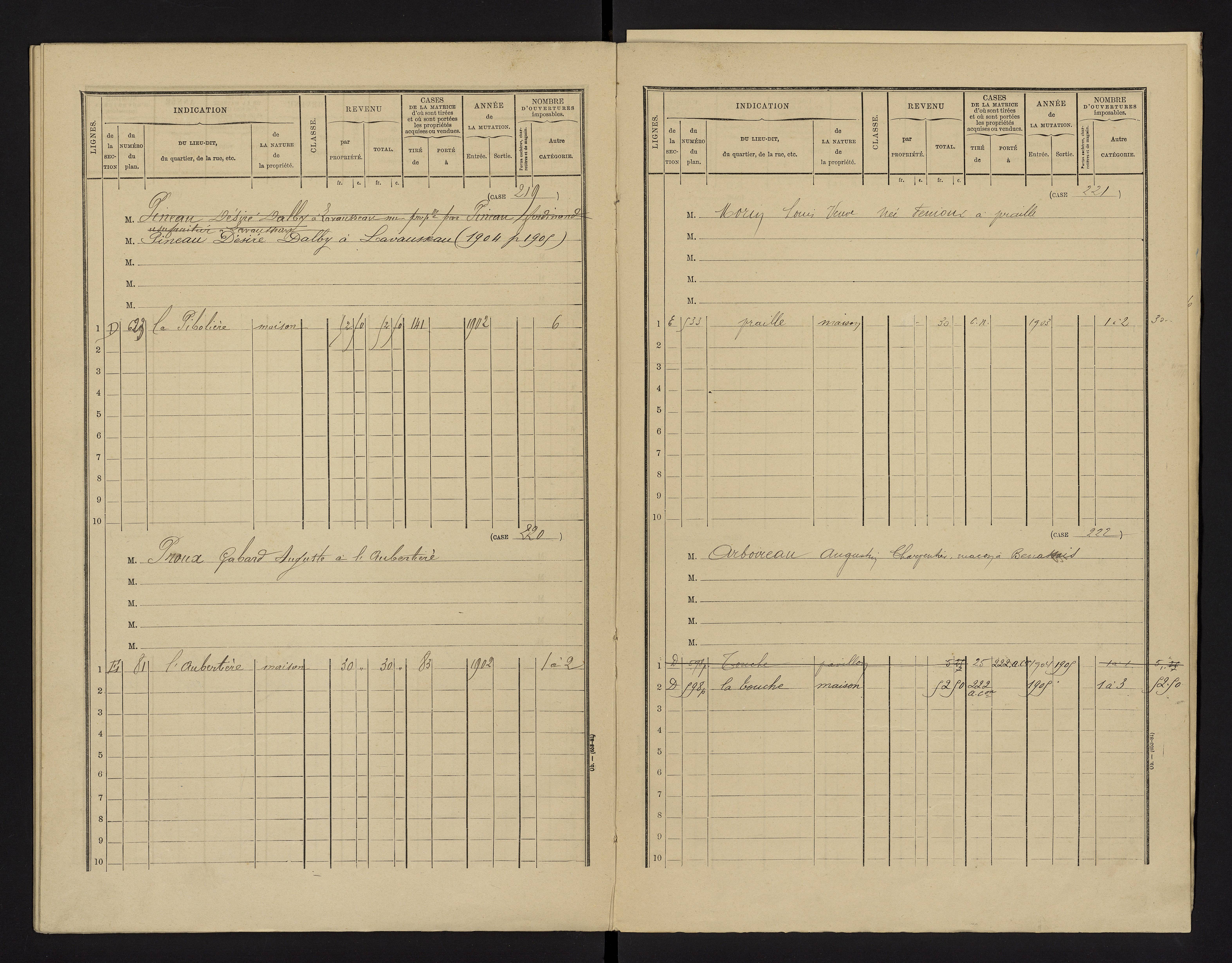 Benassay - FRAD086_cadastre Cases 1-240 