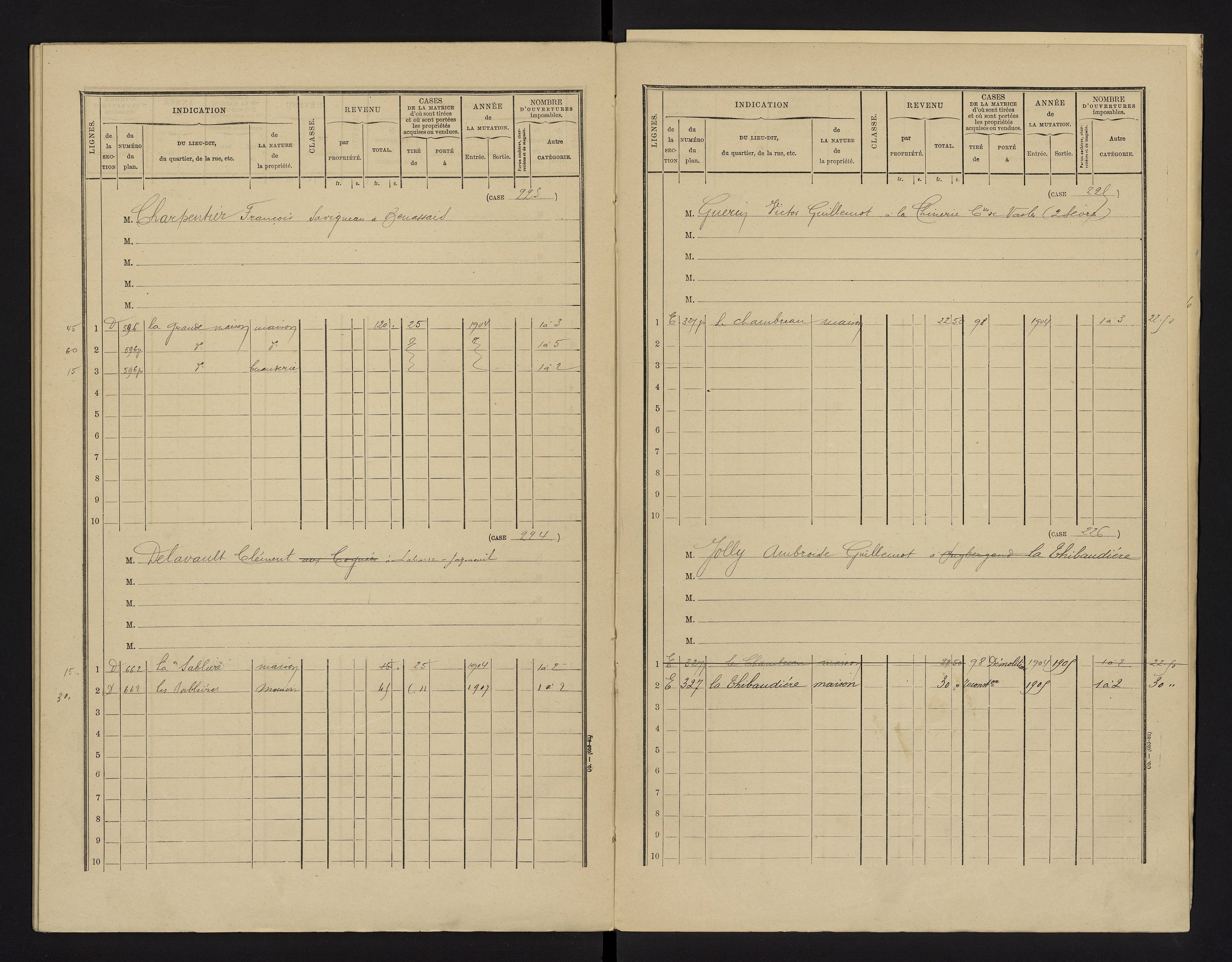 Benassay - FRAD086_cadastre Cases 1-240 