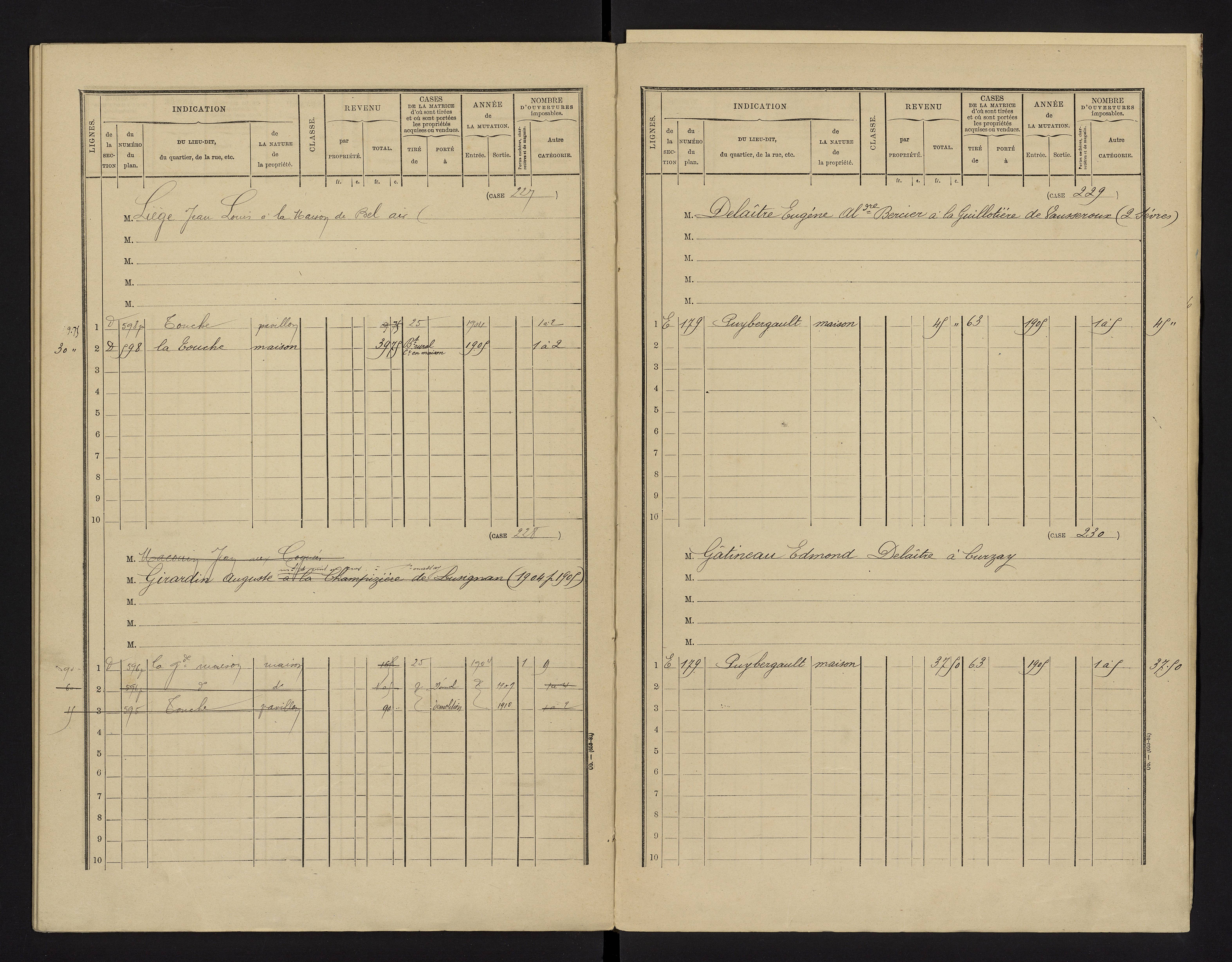 Benassay - FRAD086_cadastre Cases 1-240 