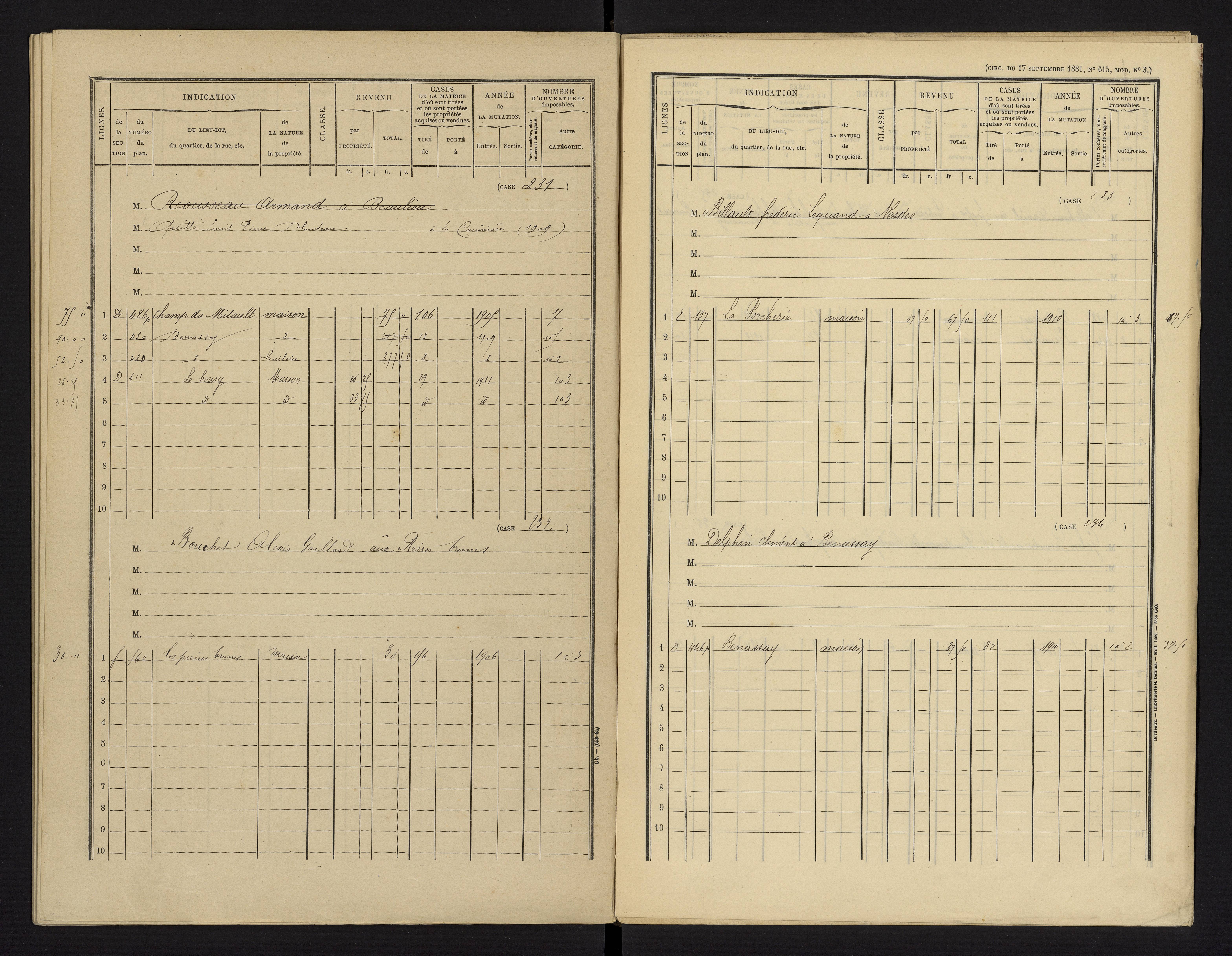 Benassay - FRAD086_cadastre Cases 1-240 