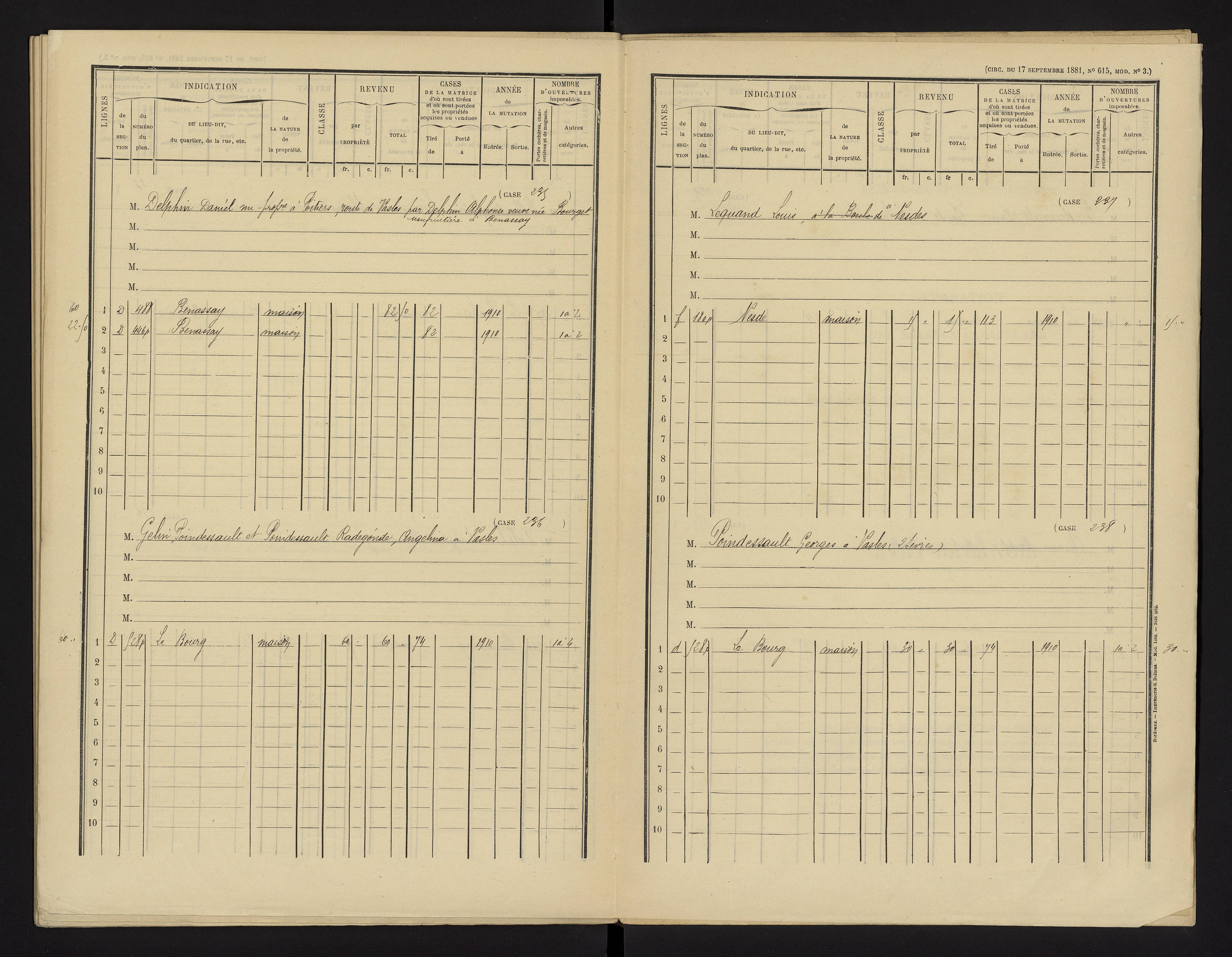 Benassay - FRAD086_cadastre Cases 1-240 