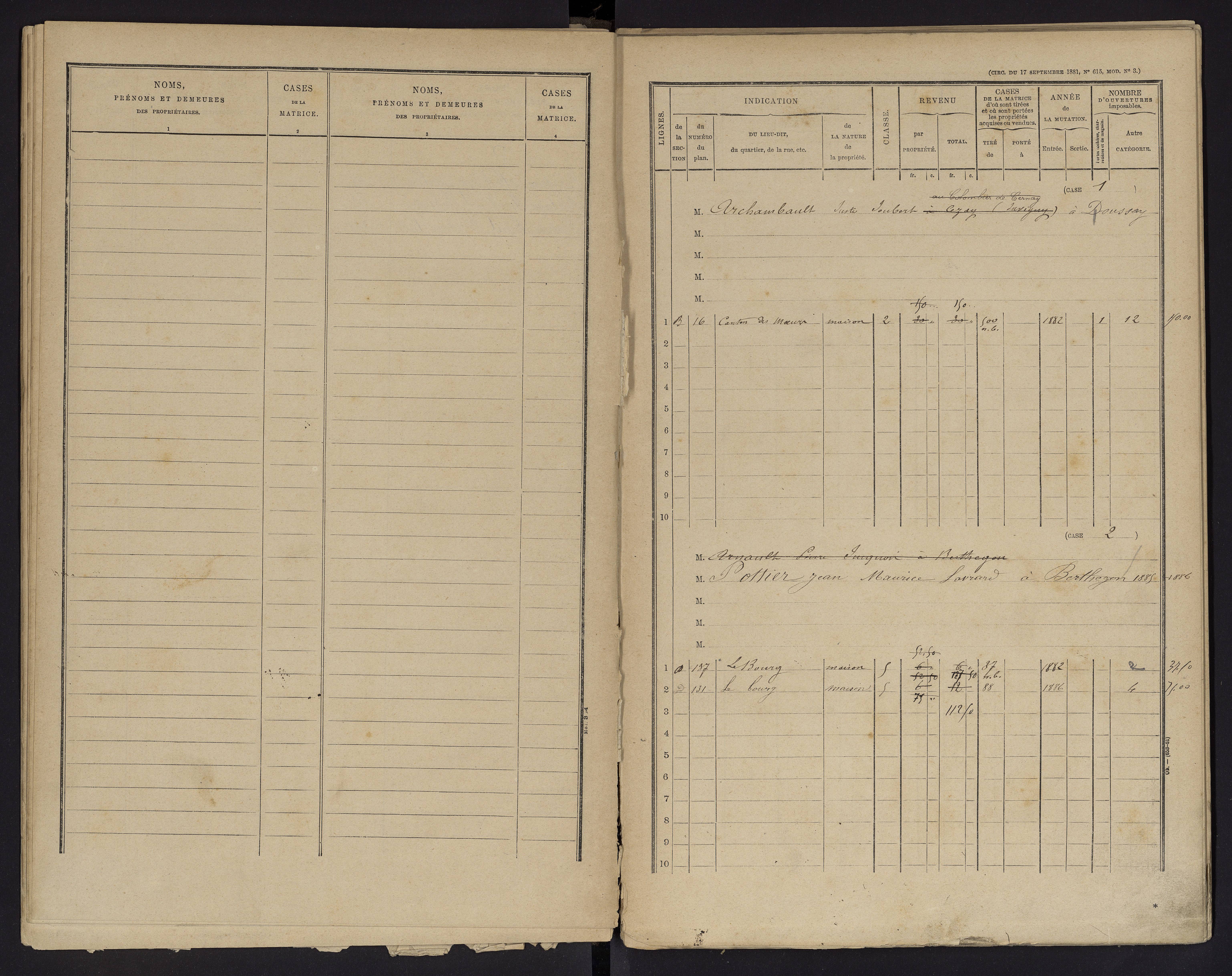 Berthegon - FRAD086_cadastre Cases 1-152 