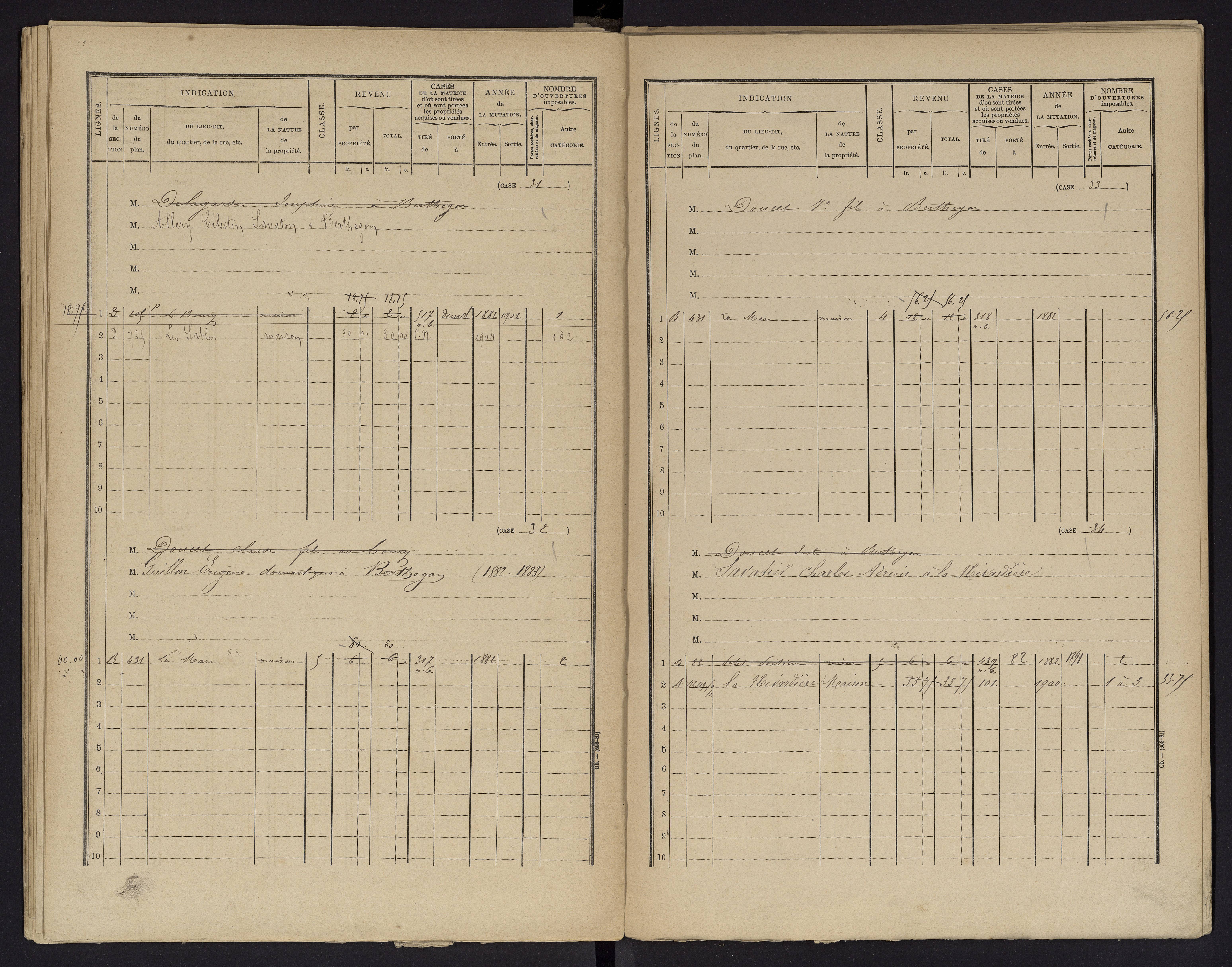 Berthegon - FRAD086_cadastre Cases 1-152 