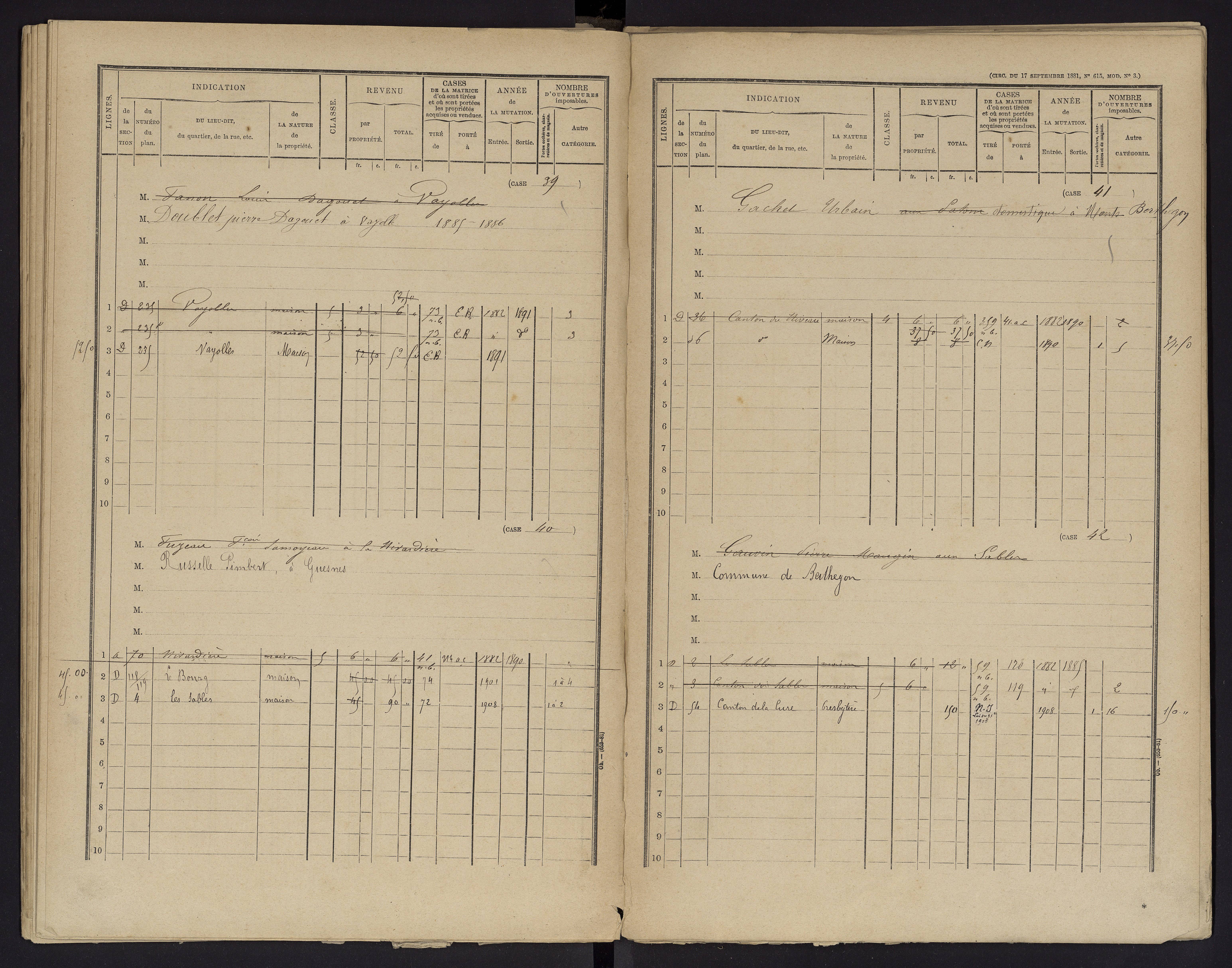 Berthegon - FRAD086_cadastre Cases 1-152 