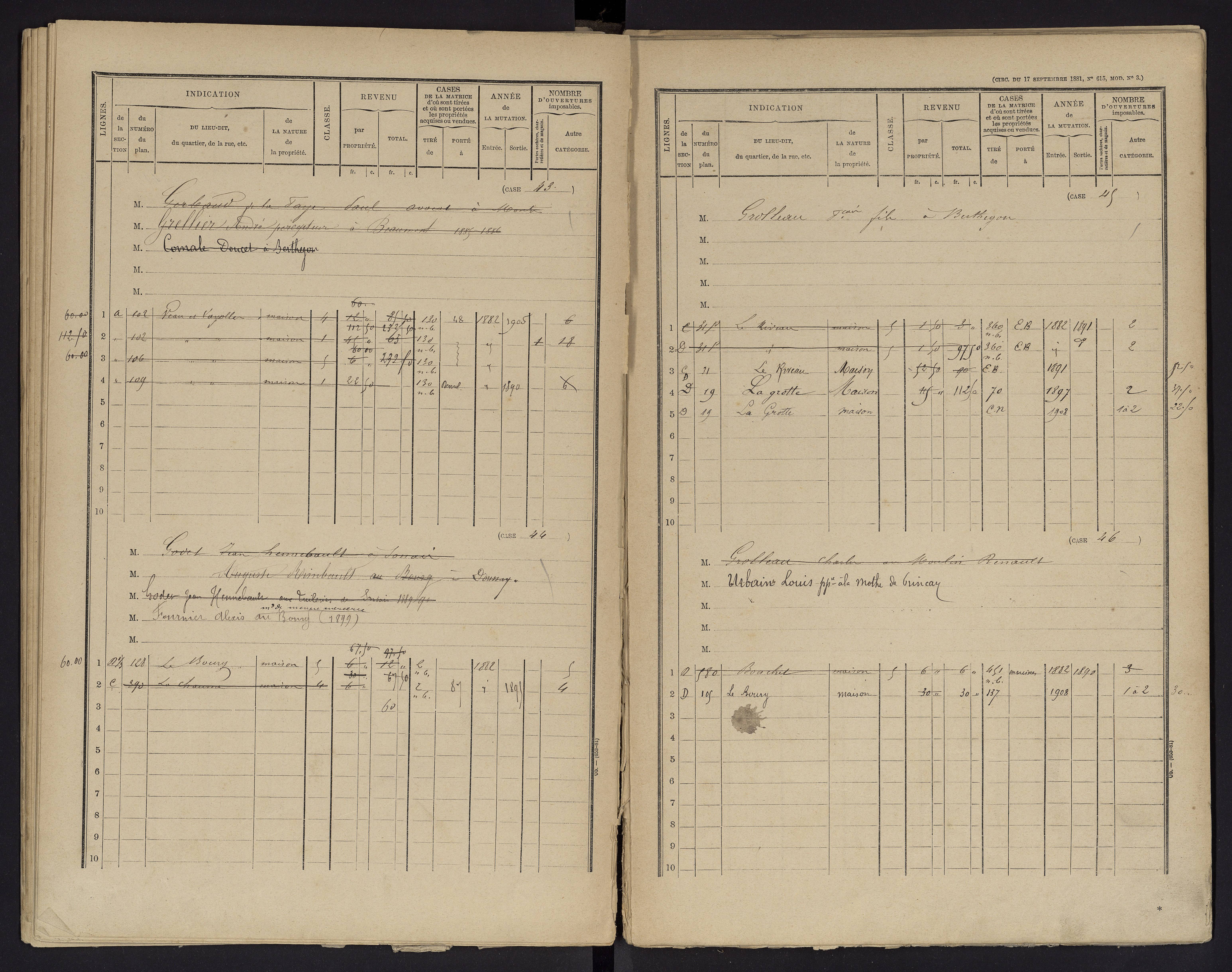 Berthegon - FRAD086_cadastre Cases 1-152 