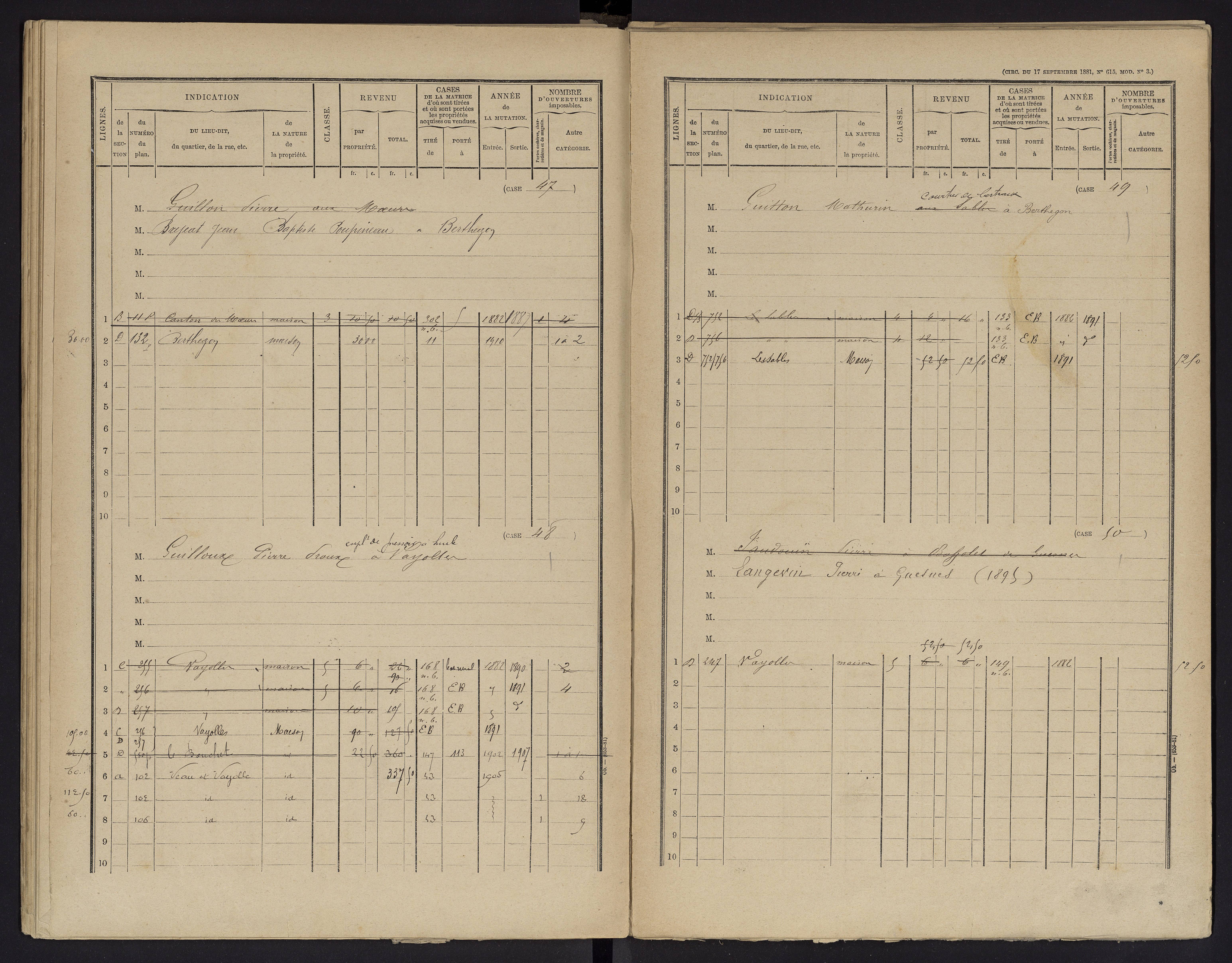 Berthegon - FRAD086_cadastre Cases 1-152 