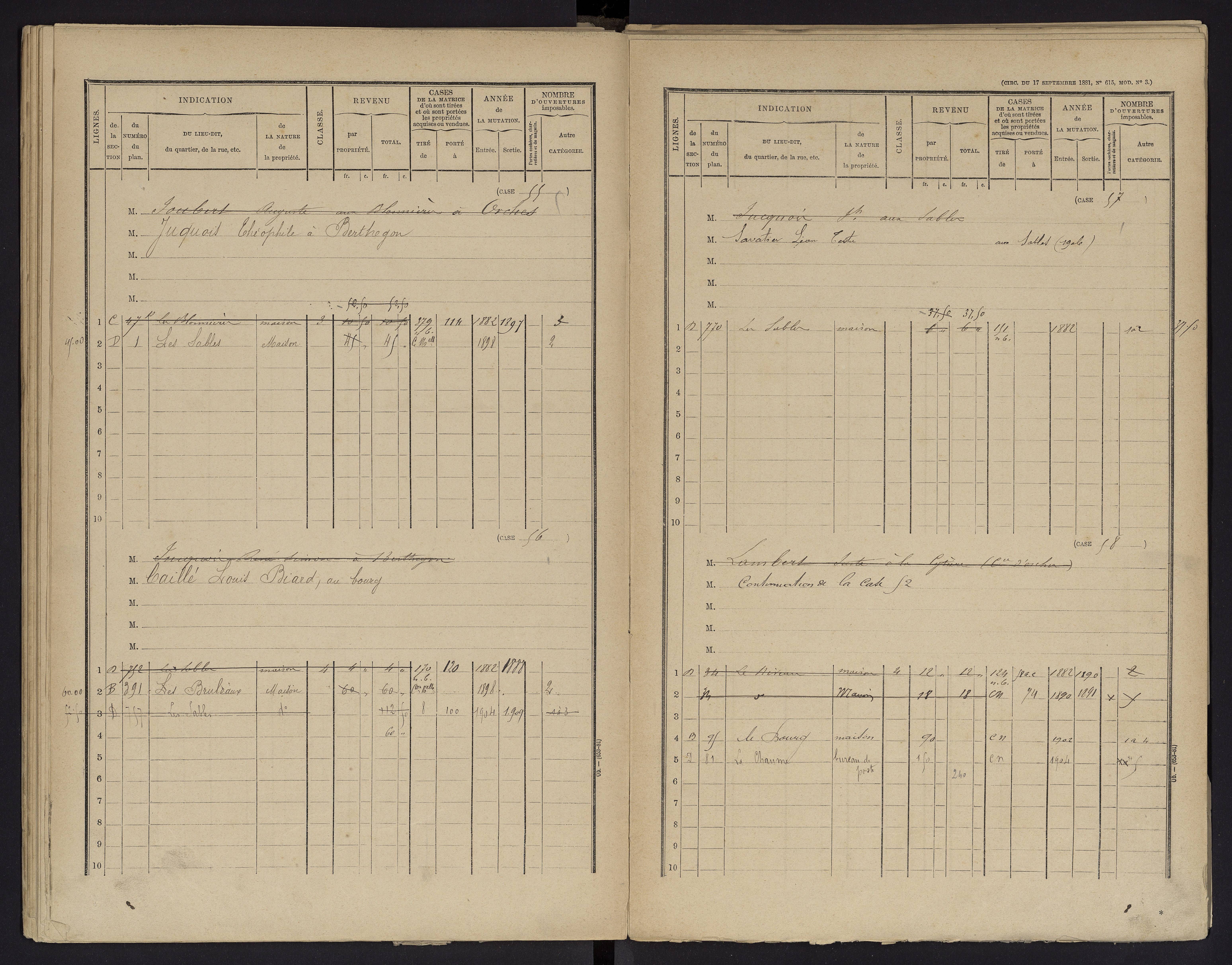 Berthegon - FRAD086_cadastre Cases 1-152 