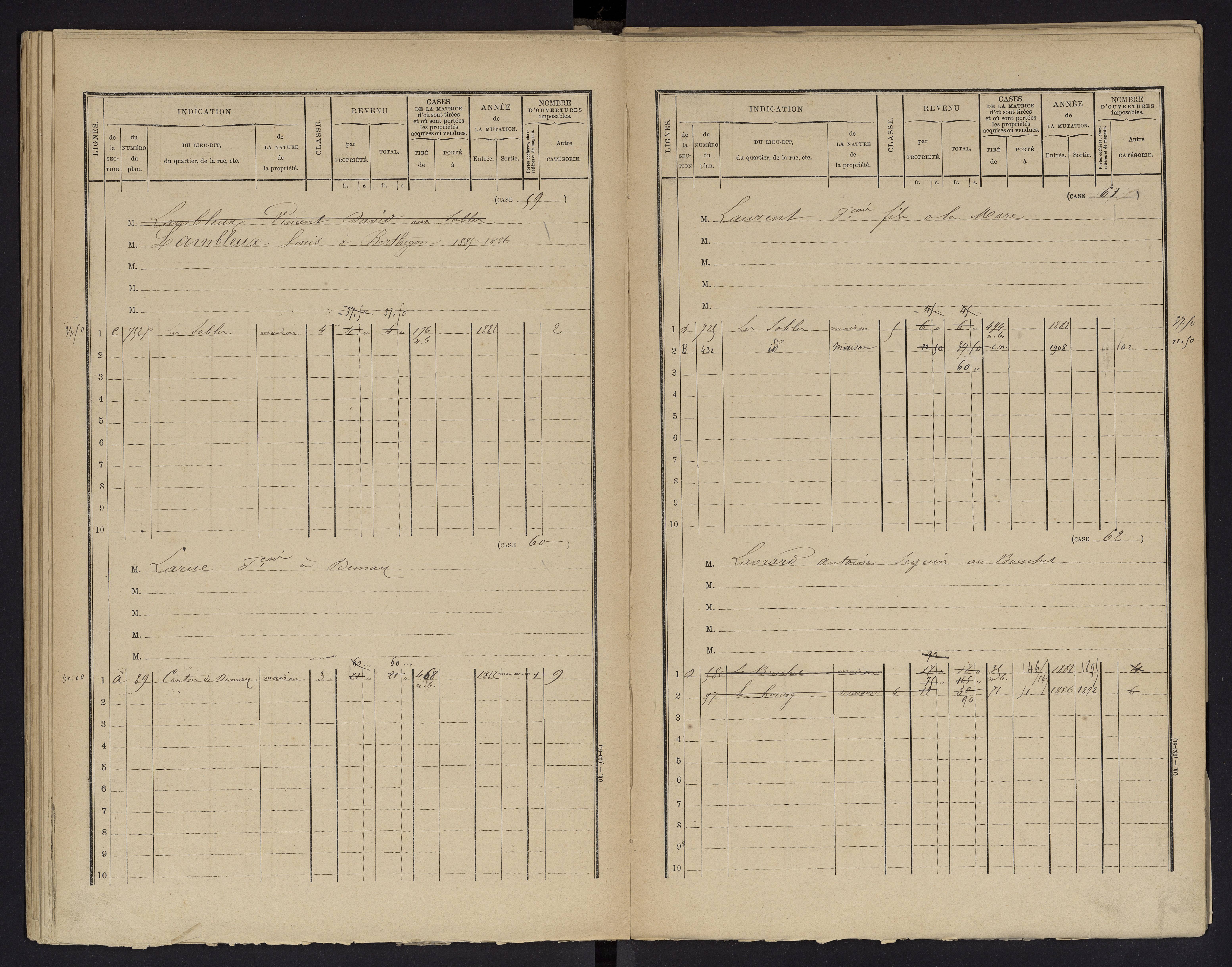 Berthegon - FRAD086_cadastre Cases 1-152 