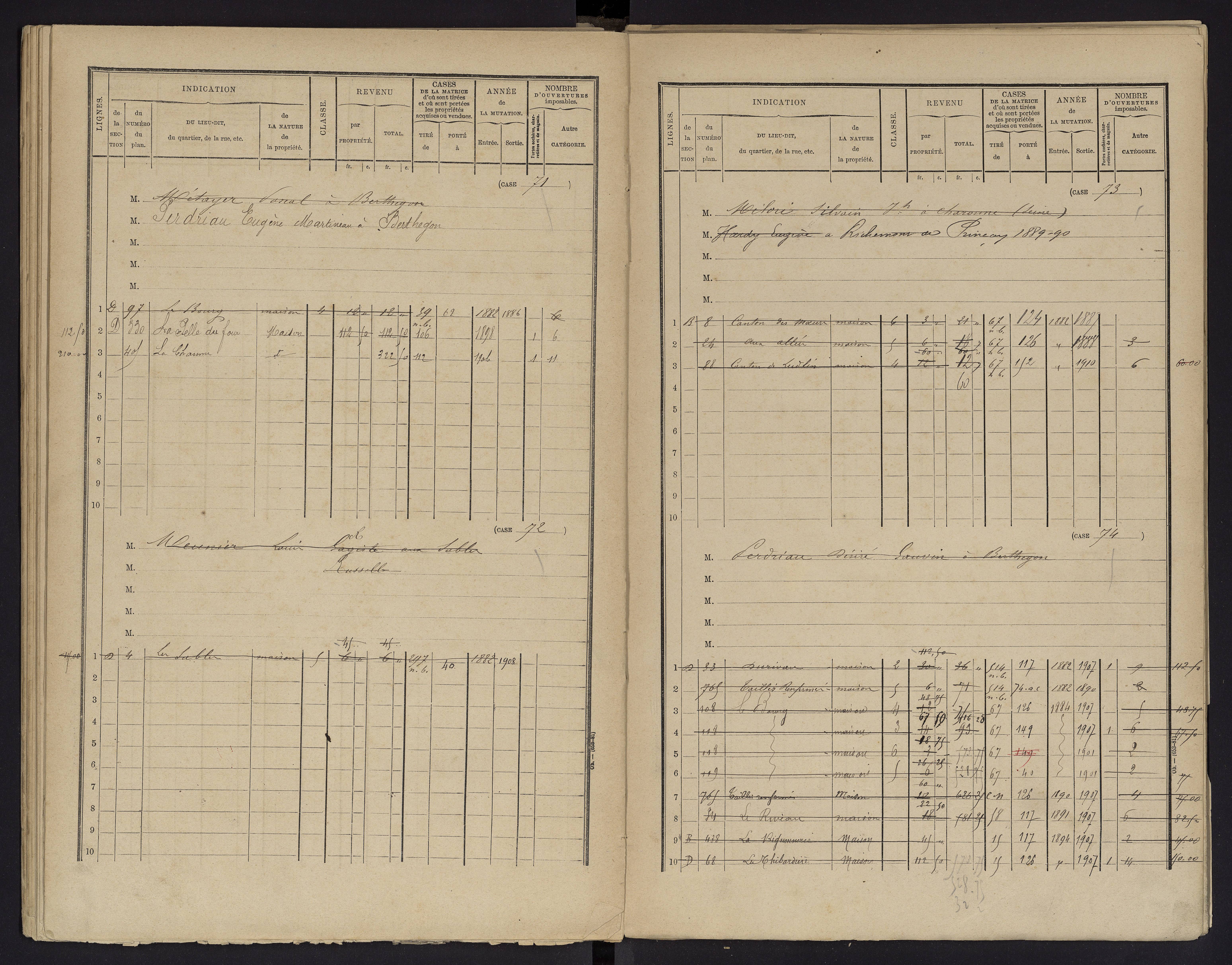 Berthegon - FRAD086_cadastre Cases 1-152 