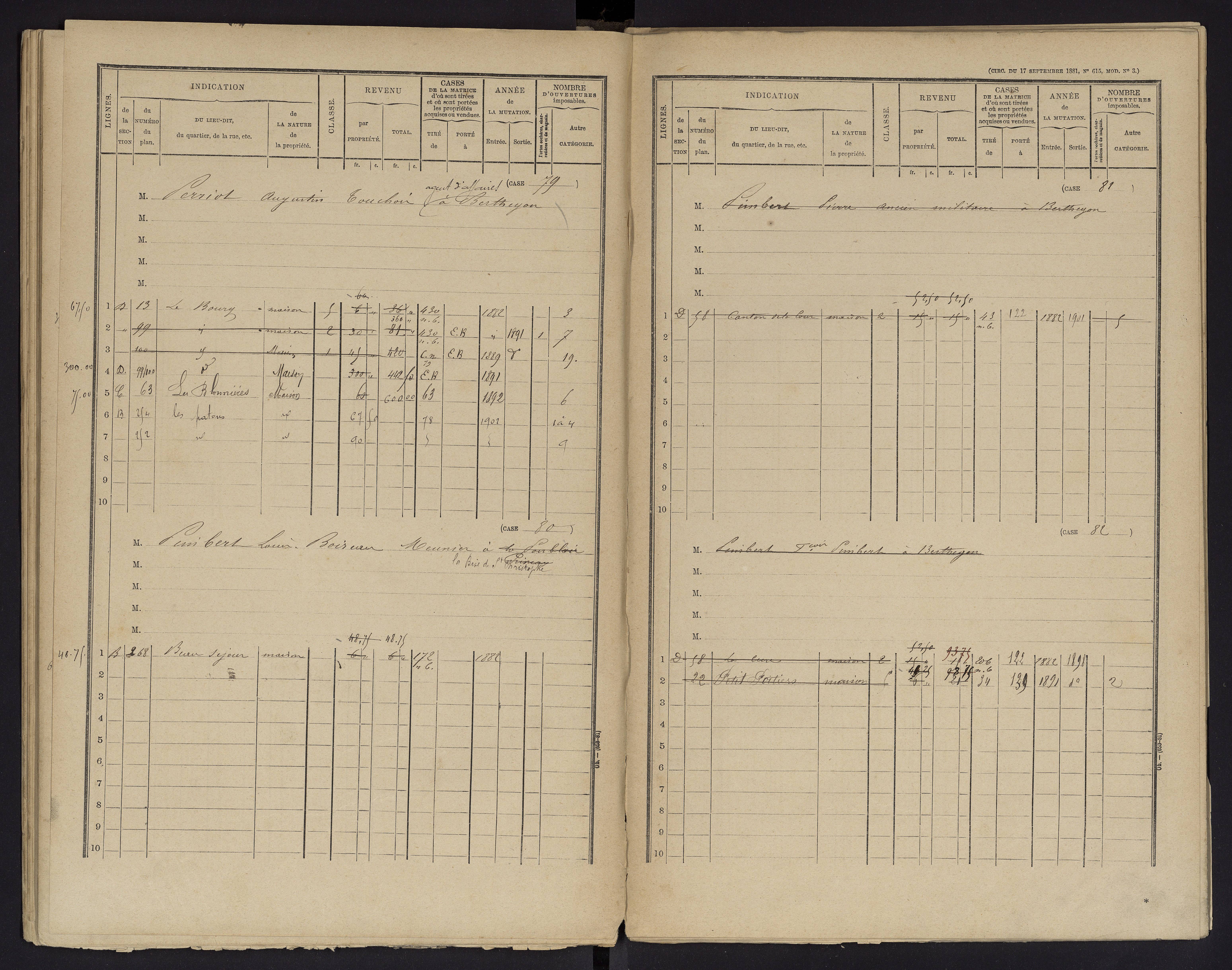 Berthegon - FRAD086_cadastre Cases 1-152 
