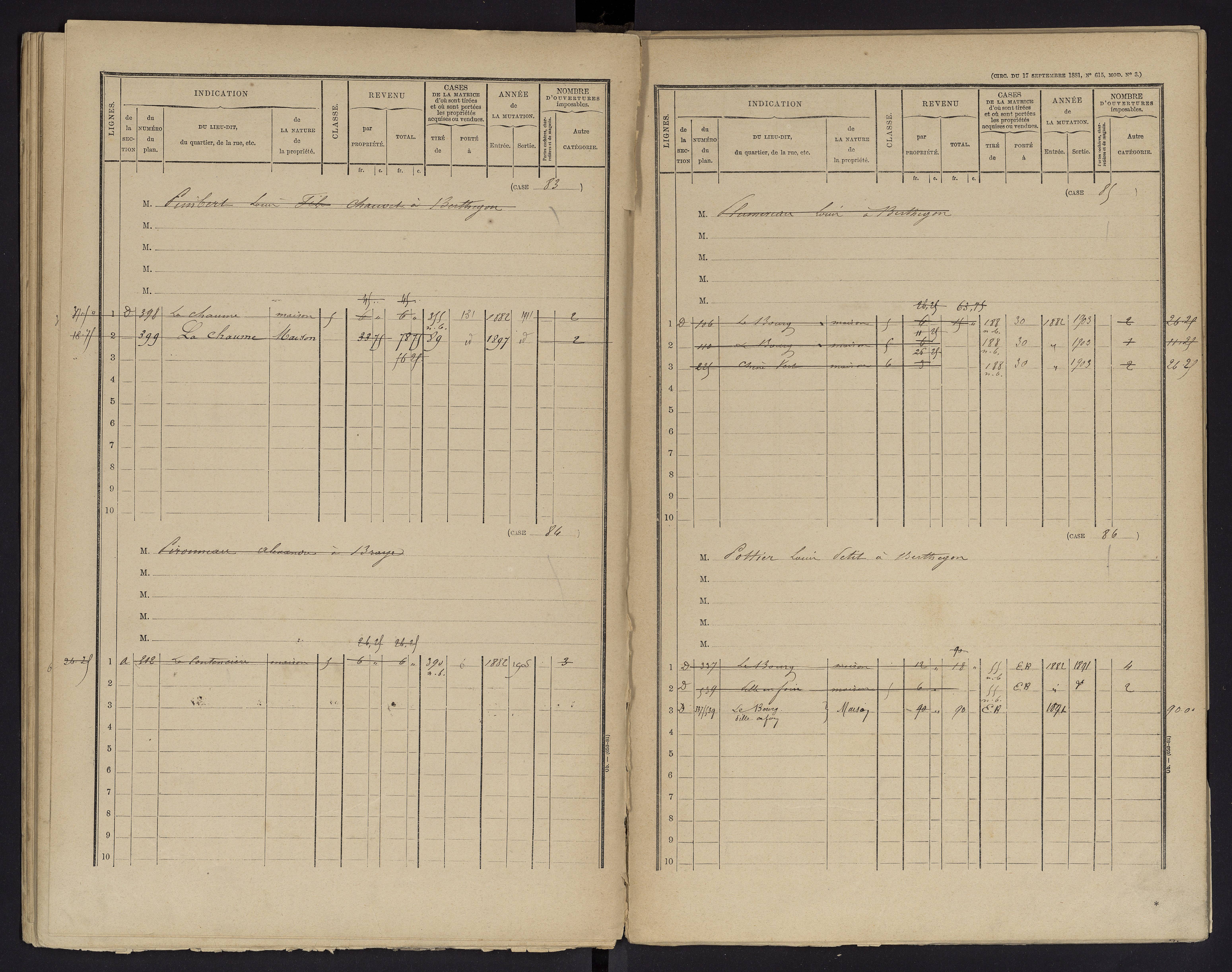 Berthegon - FRAD086_cadastre Cases 1-152 