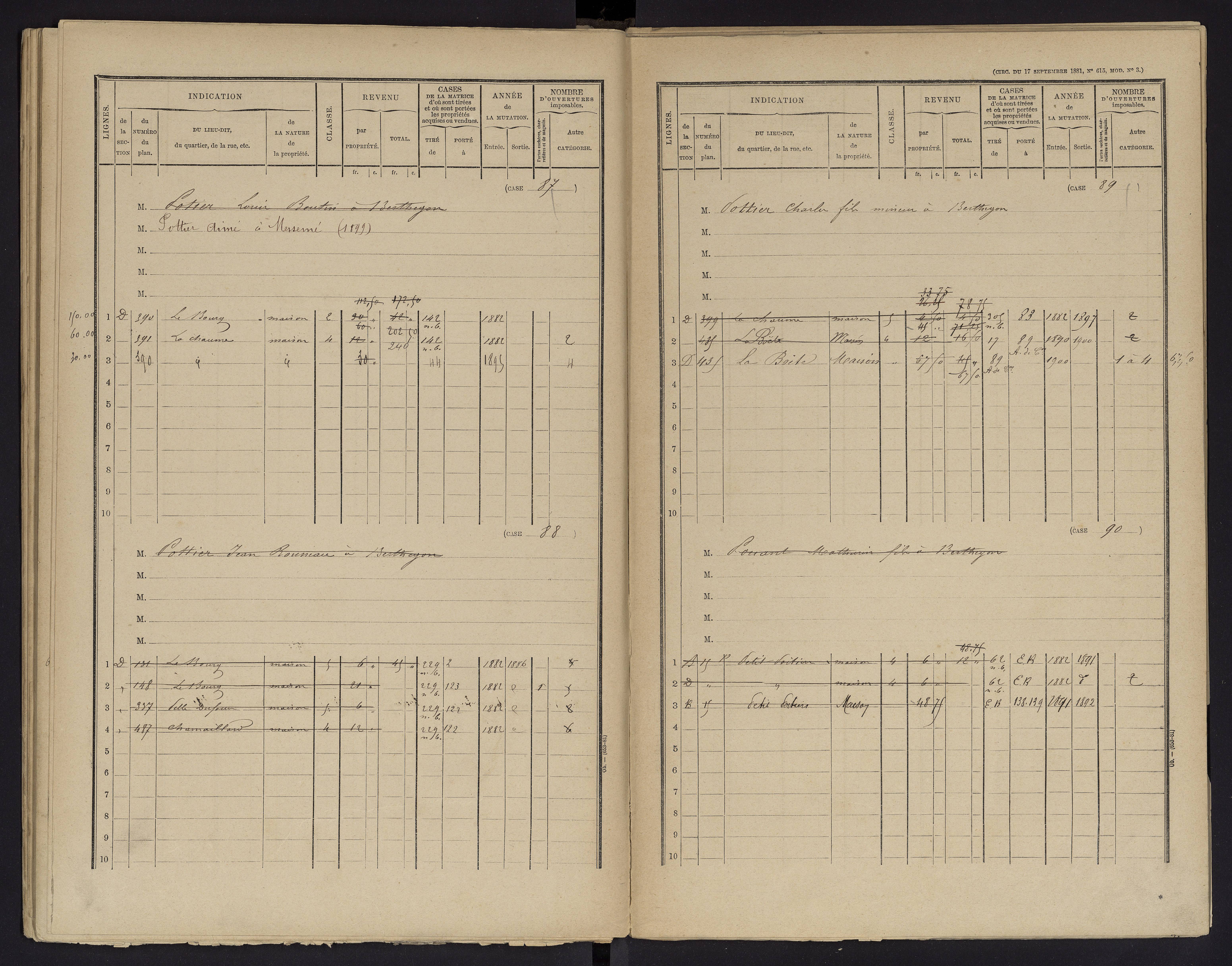 Berthegon - FRAD086_cadastre Cases 1-152 