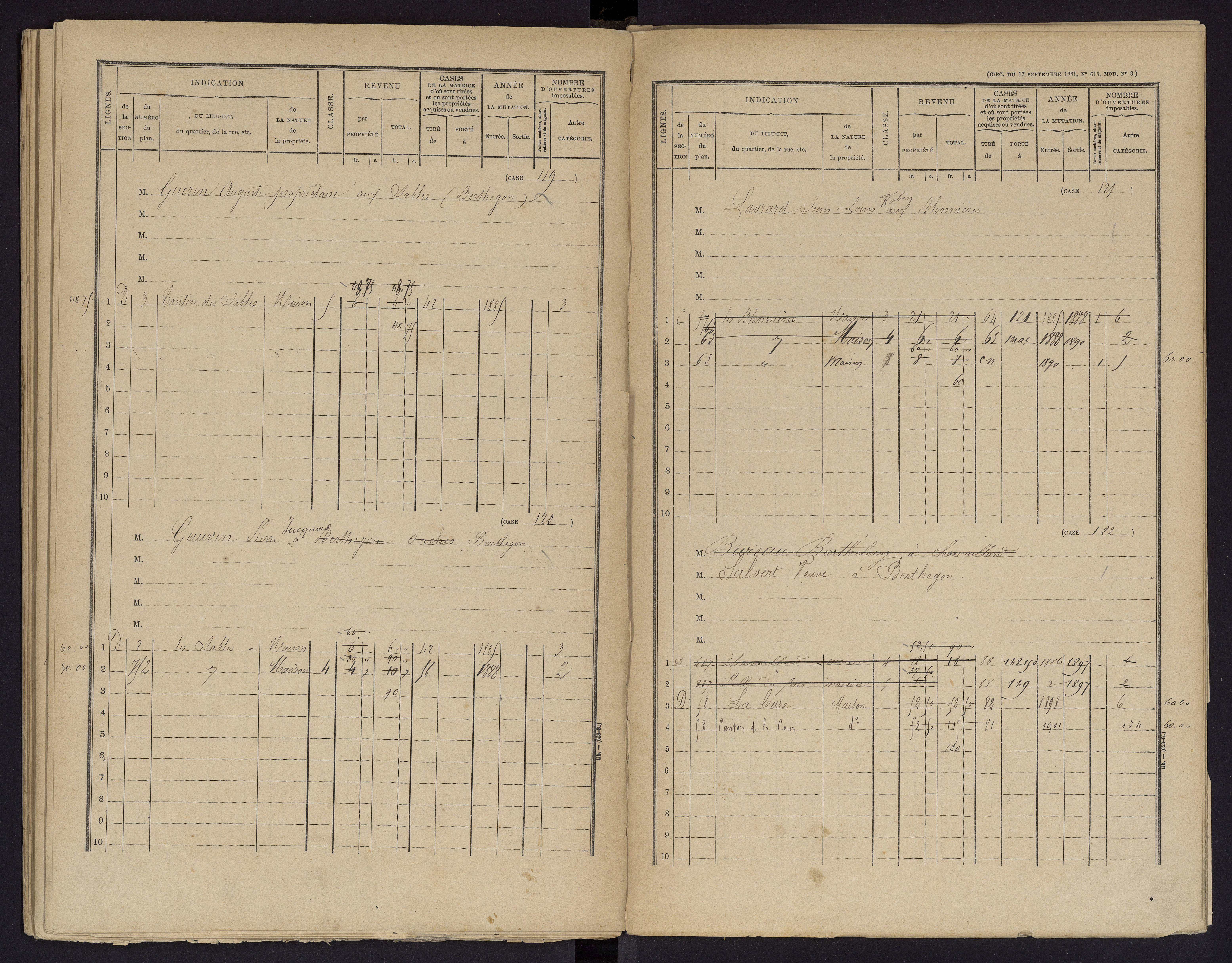 Berthegon - FRAD086_cadastre Cases 1-152 