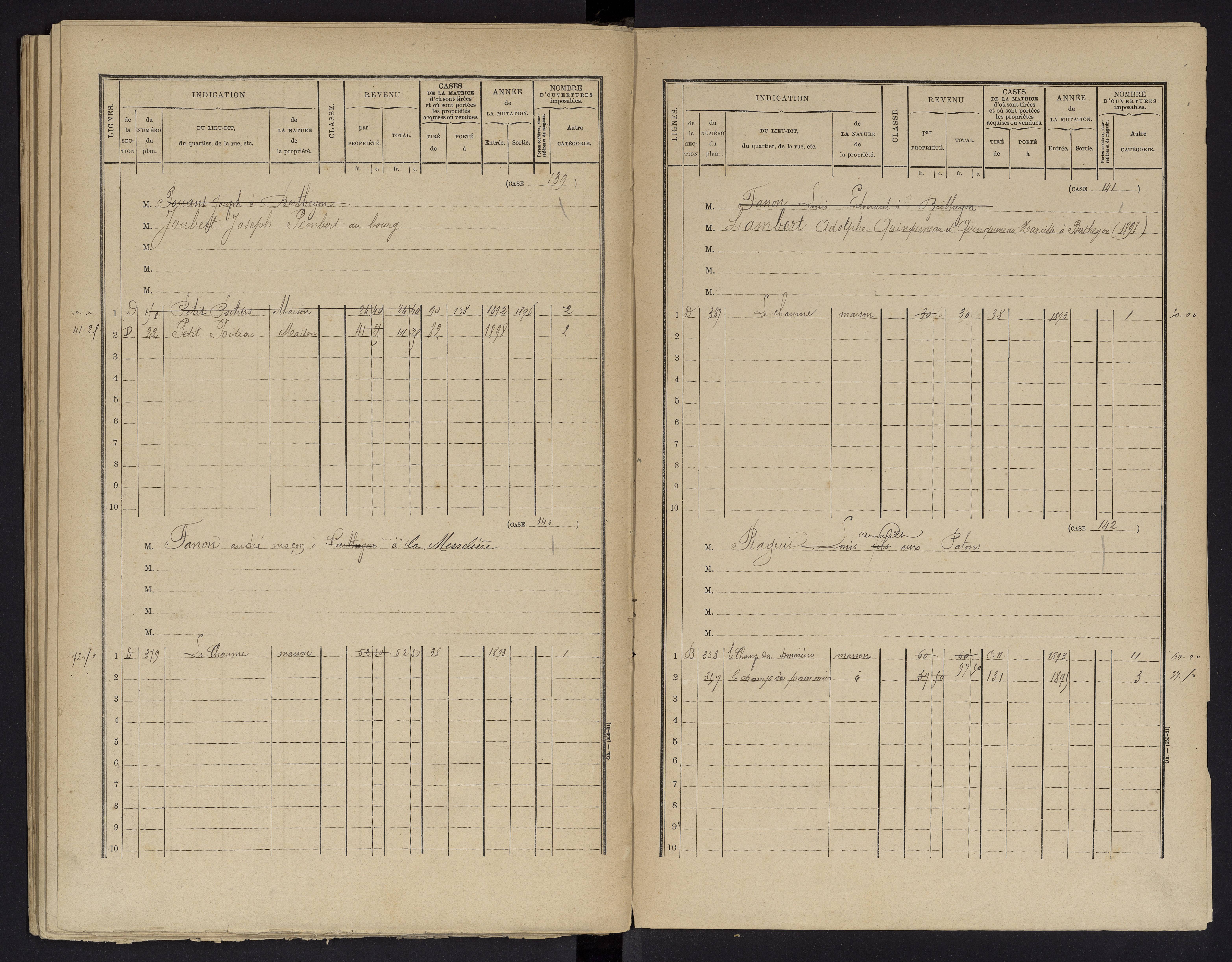 Berthegon - FRAD086_cadastre Cases 1-152 