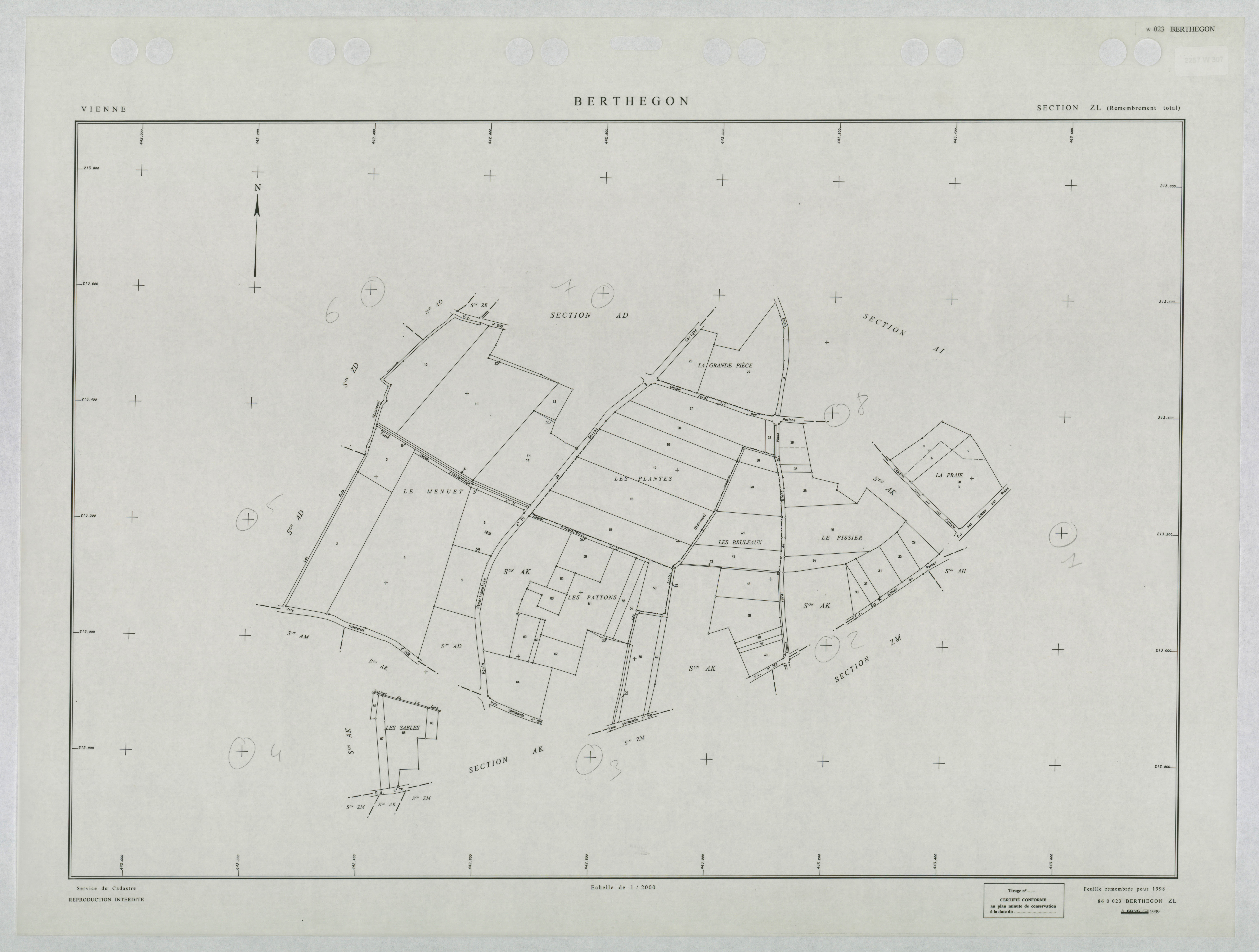 Berthegon - FRAD086_cadastre Plans remembrés 