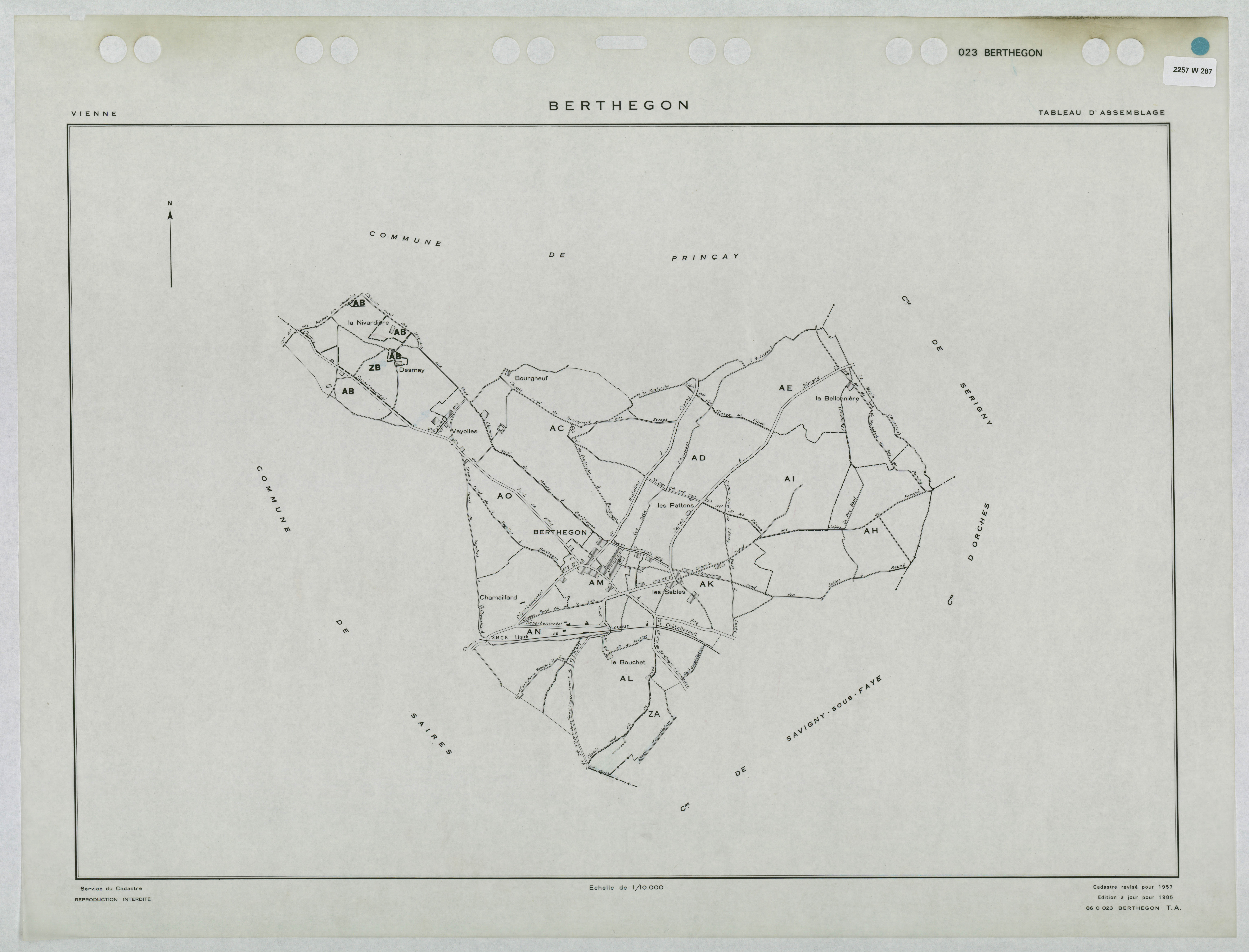 Berthegon - FRAD086_cadastre Tableau d'assemblage (1 feuille) 