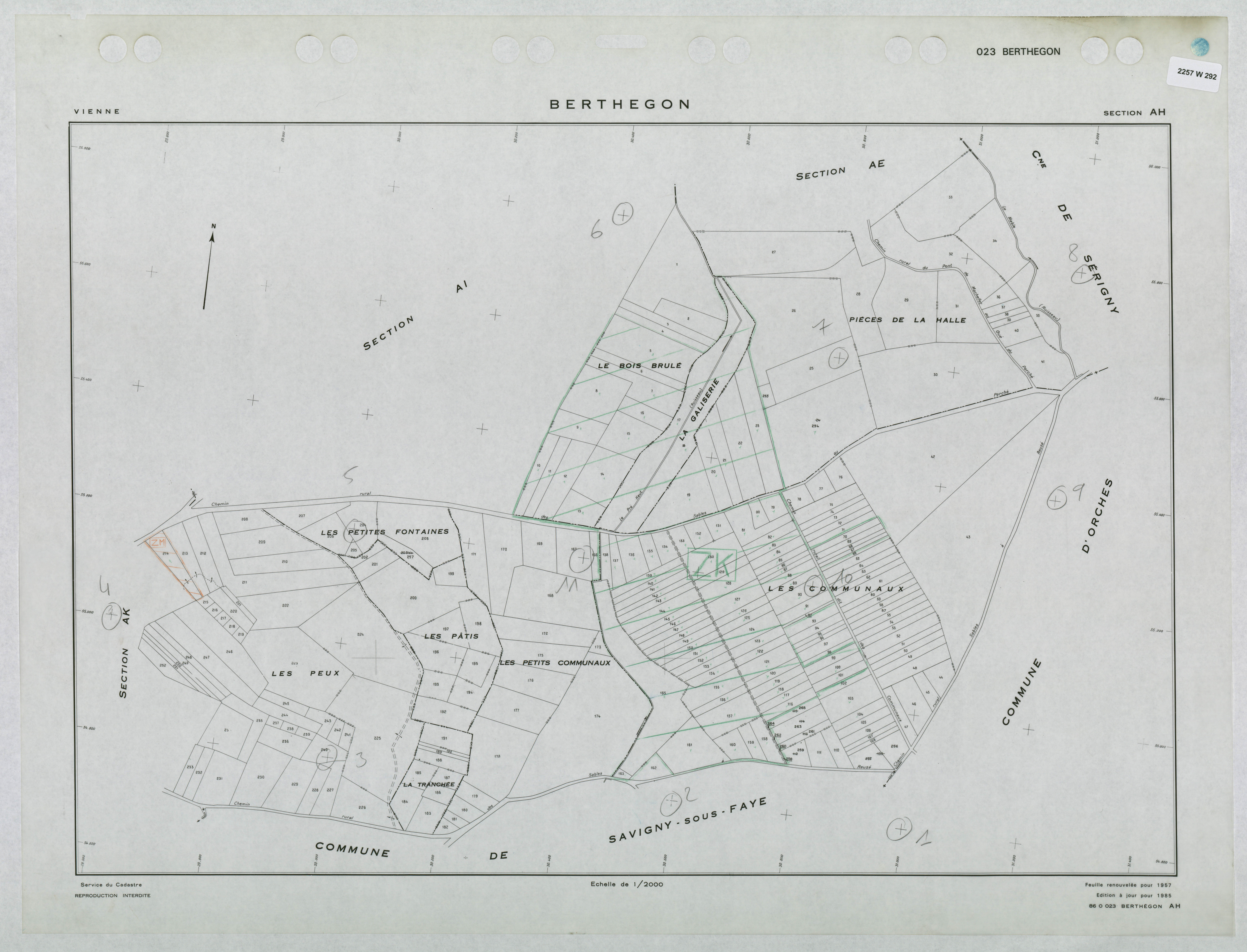 Berthegon - FRAD086_cadastre Plans renouvelés 