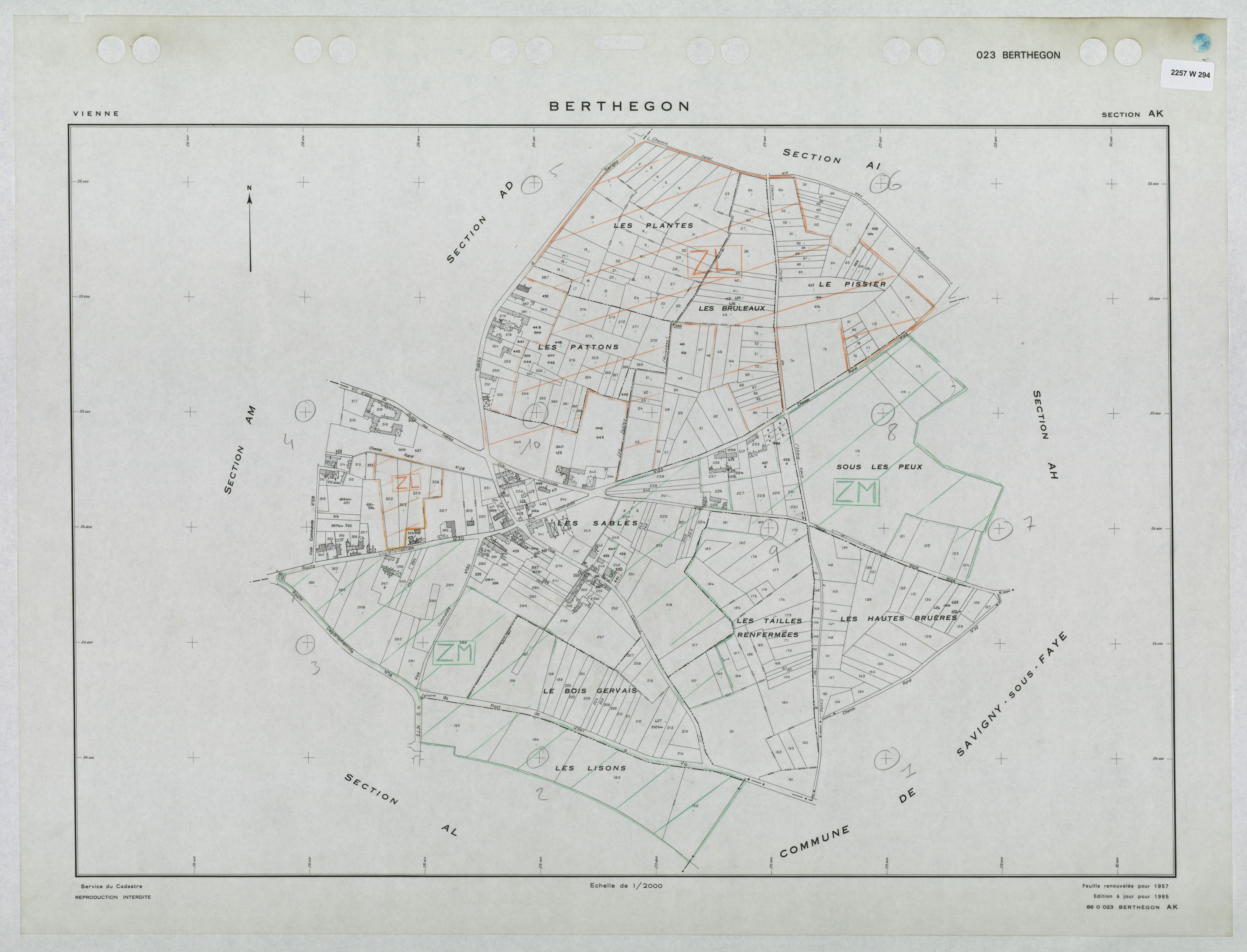 Berthegon - FRAD086_cadastre Plans renouvelés 