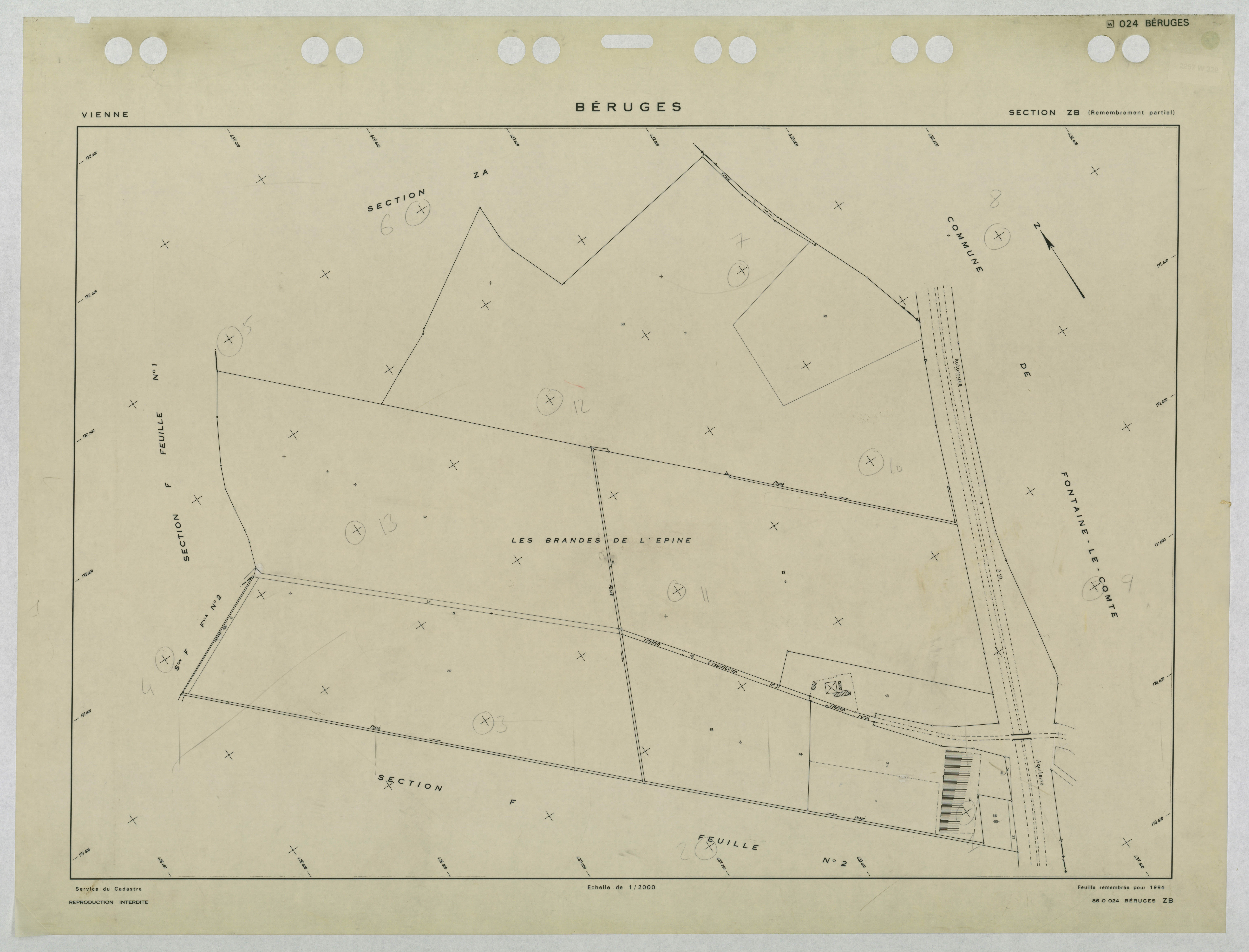 Béruges - FRAD086_cadastre Plans remembrés 