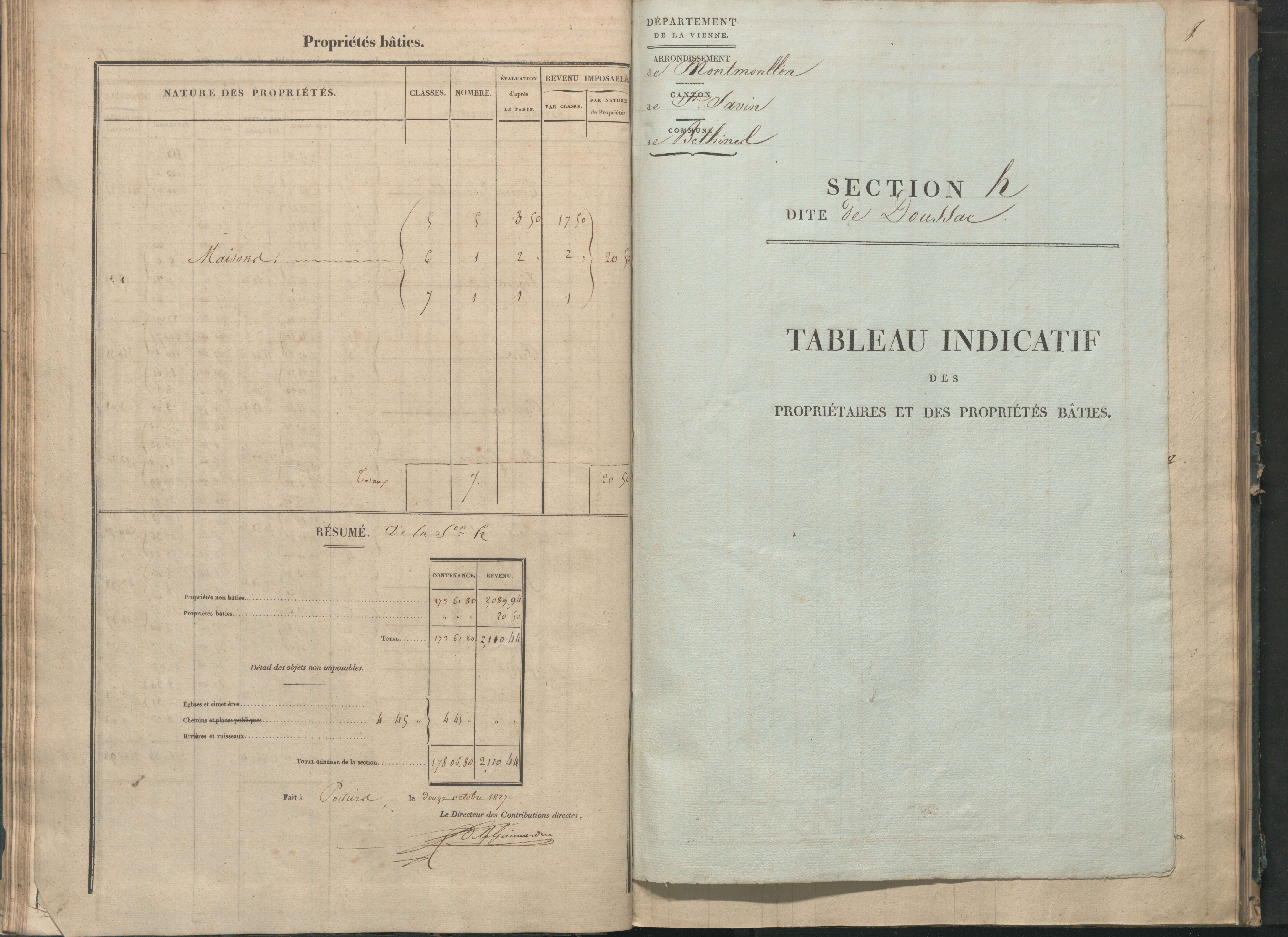 Béthines - FRAD086_cadastre Sections G-M 
