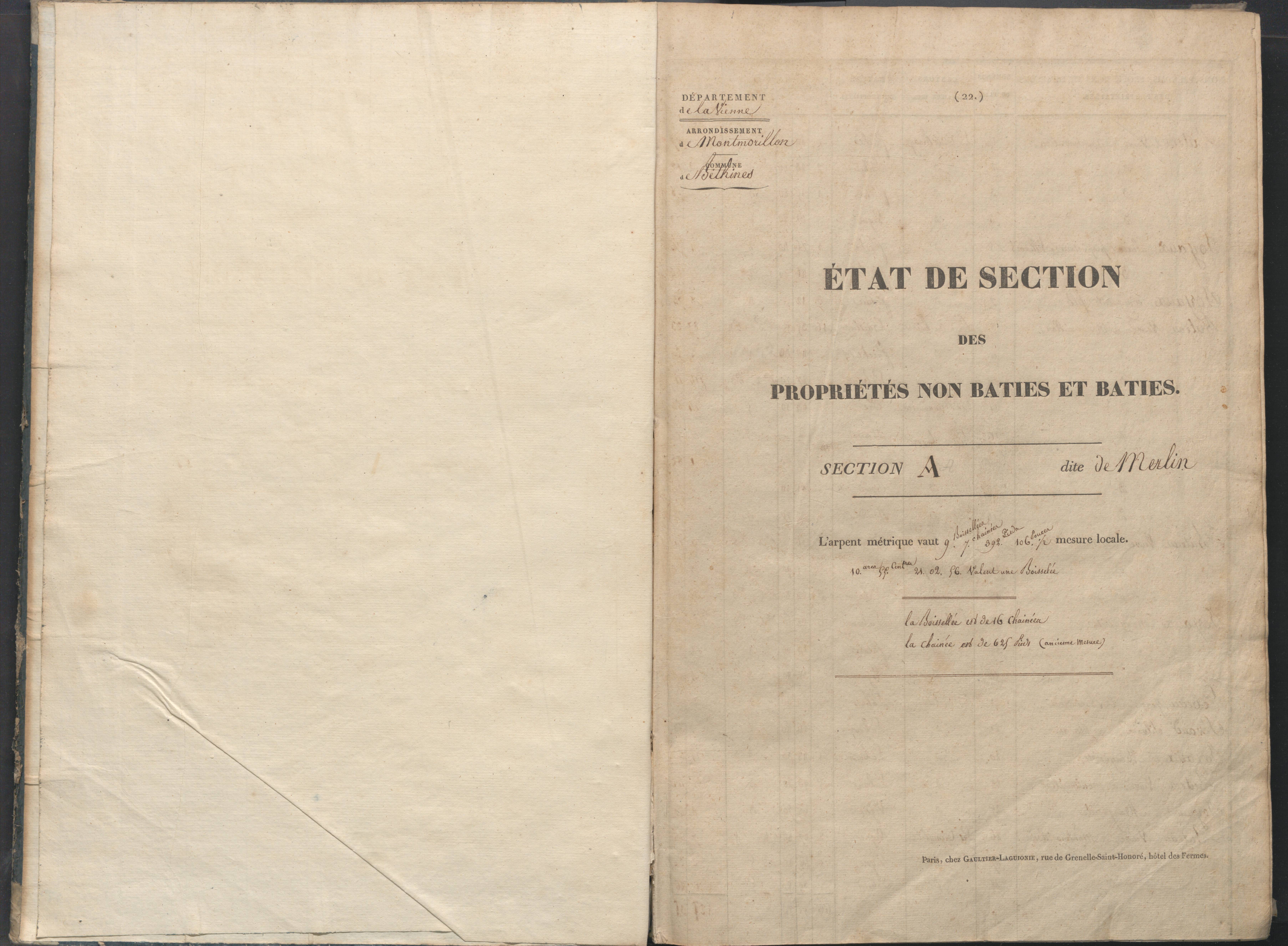 Béthines - FRAD086_cadastre Sections A-F 
