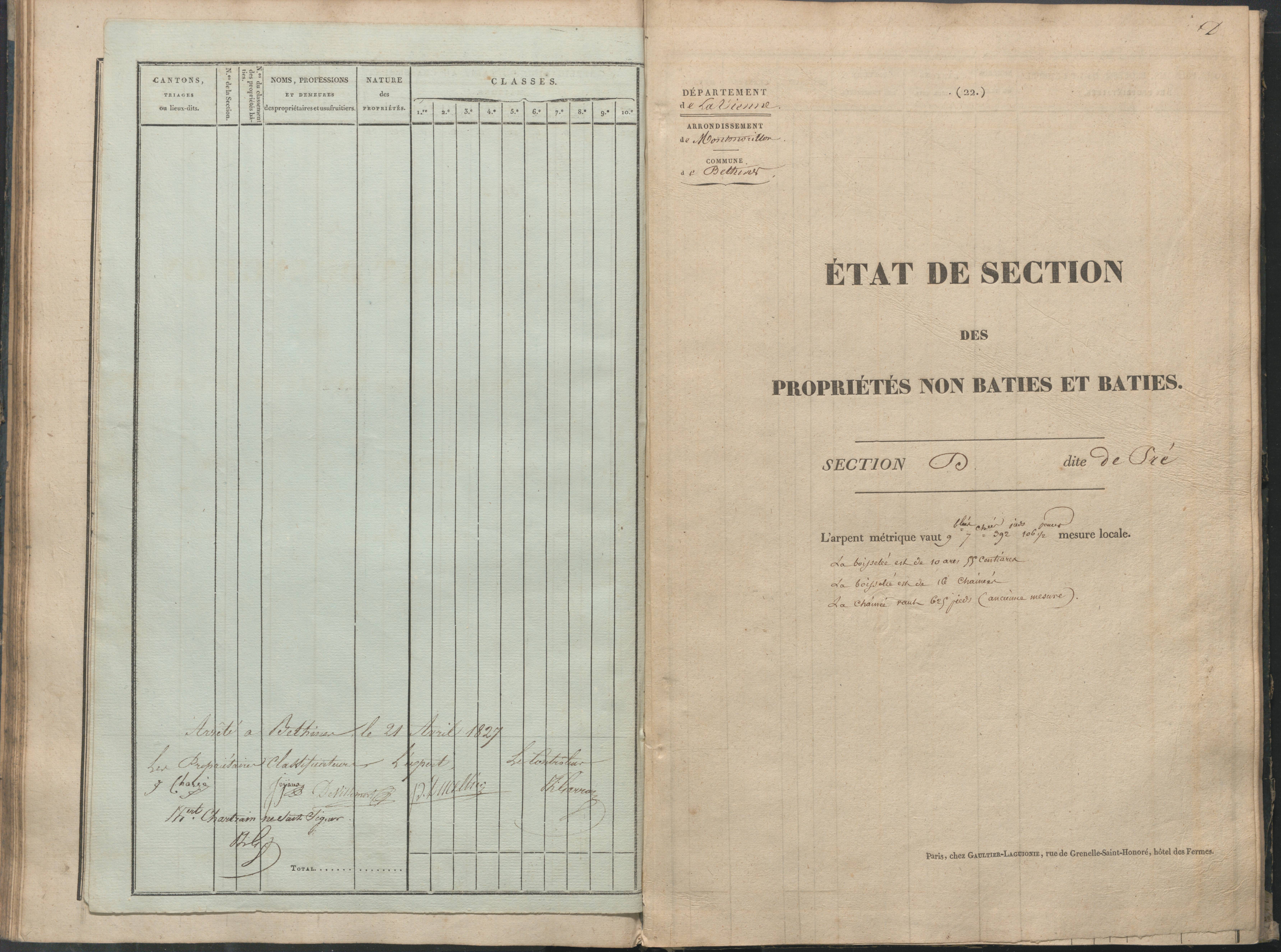 Béthines - FRAD086_cadastre Sections A-F 