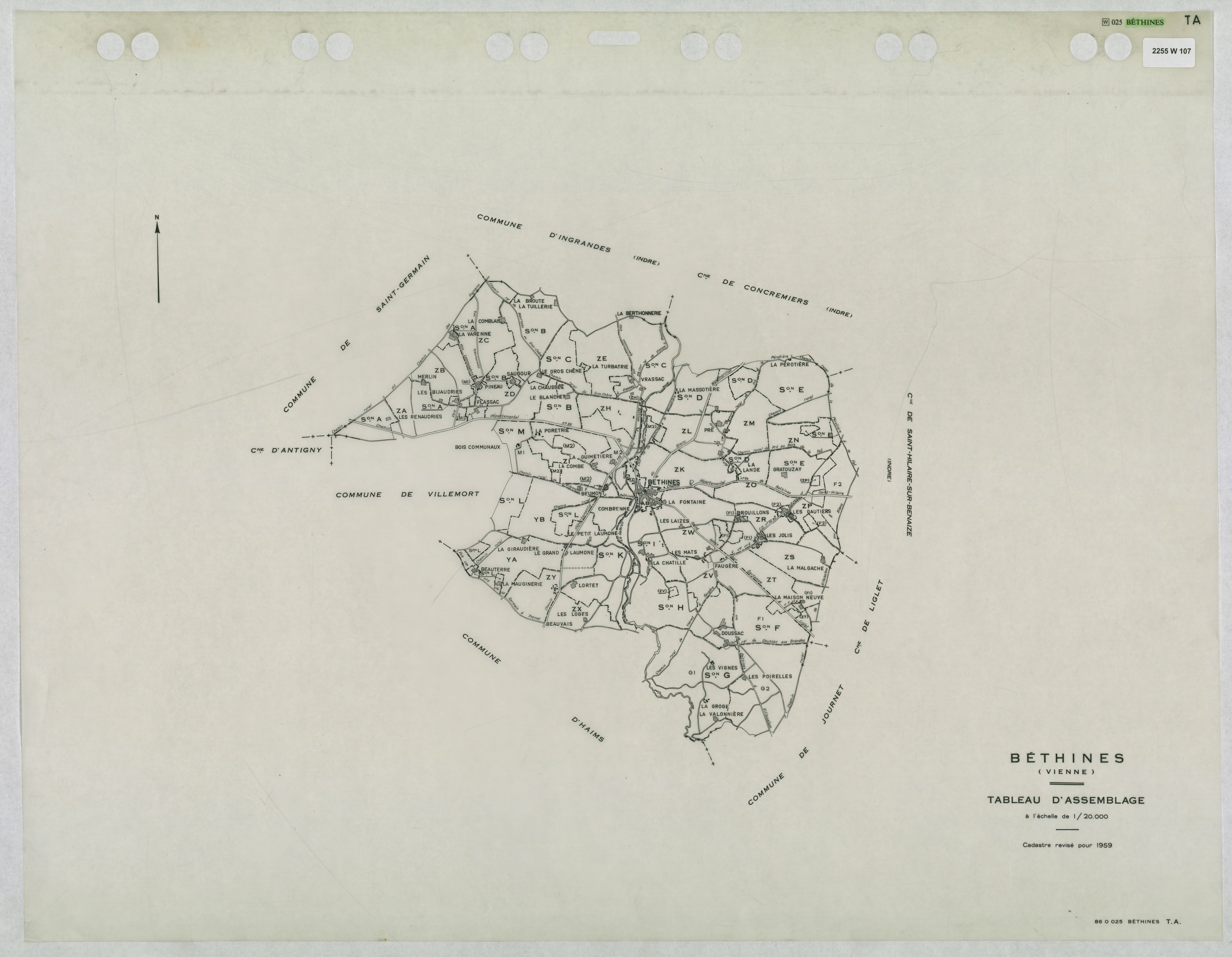 Béthines - FRAD086_cadastre Tableau d'assemblage (1 feuille) 