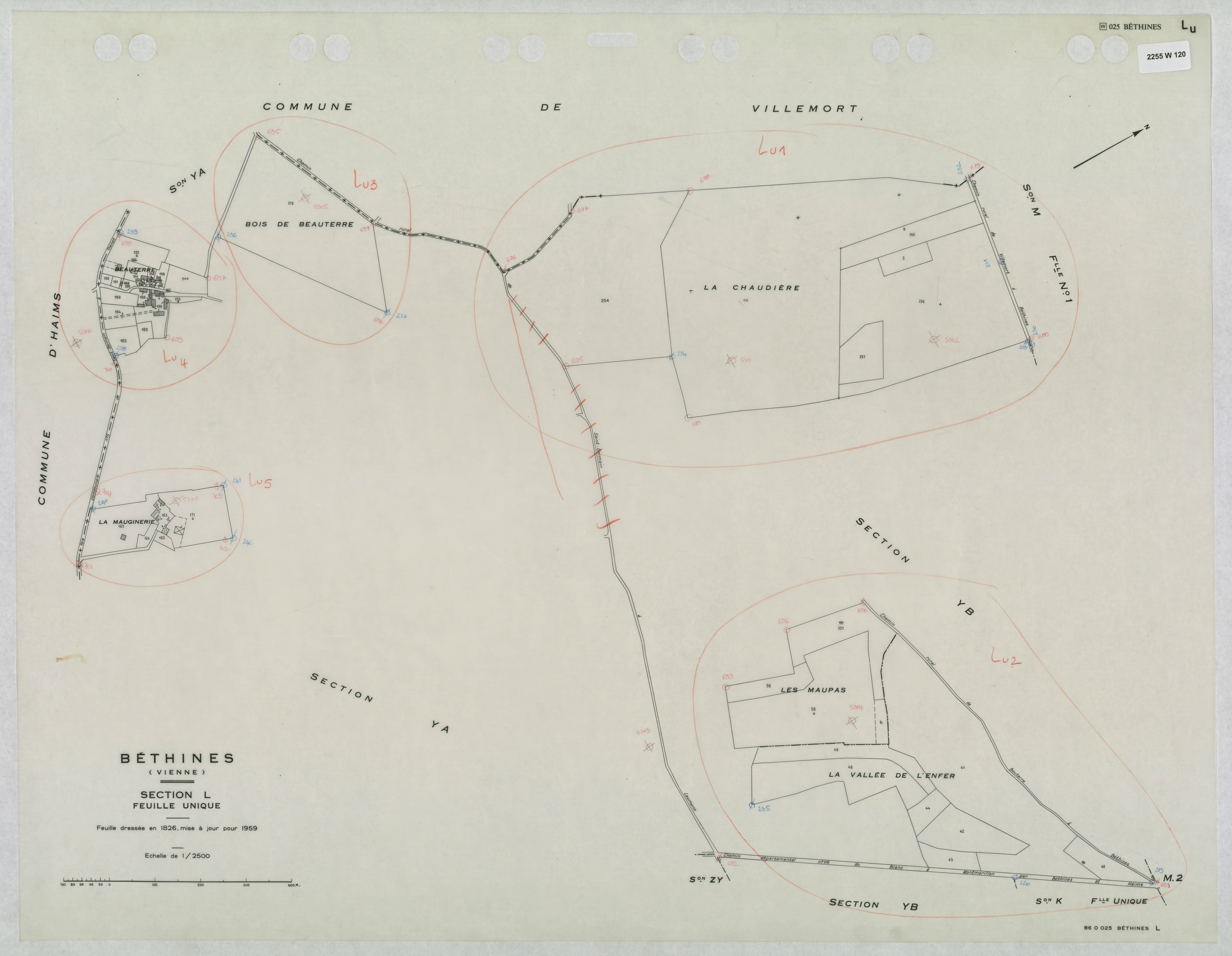 Béthines - FRAD086_cadastre Plans mis à jour 