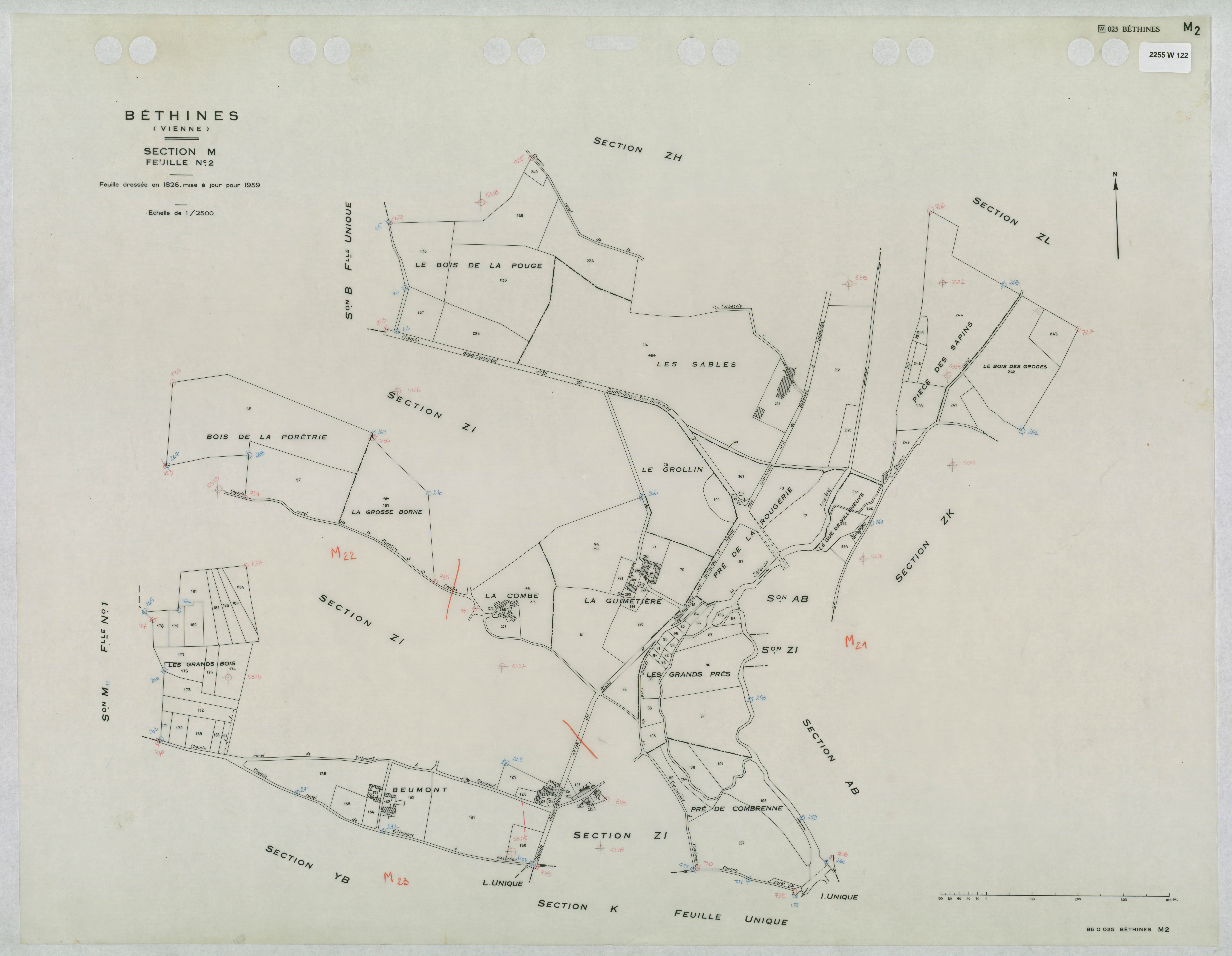 Béthines - FRAD086_cadastre Plans mis à jour 
