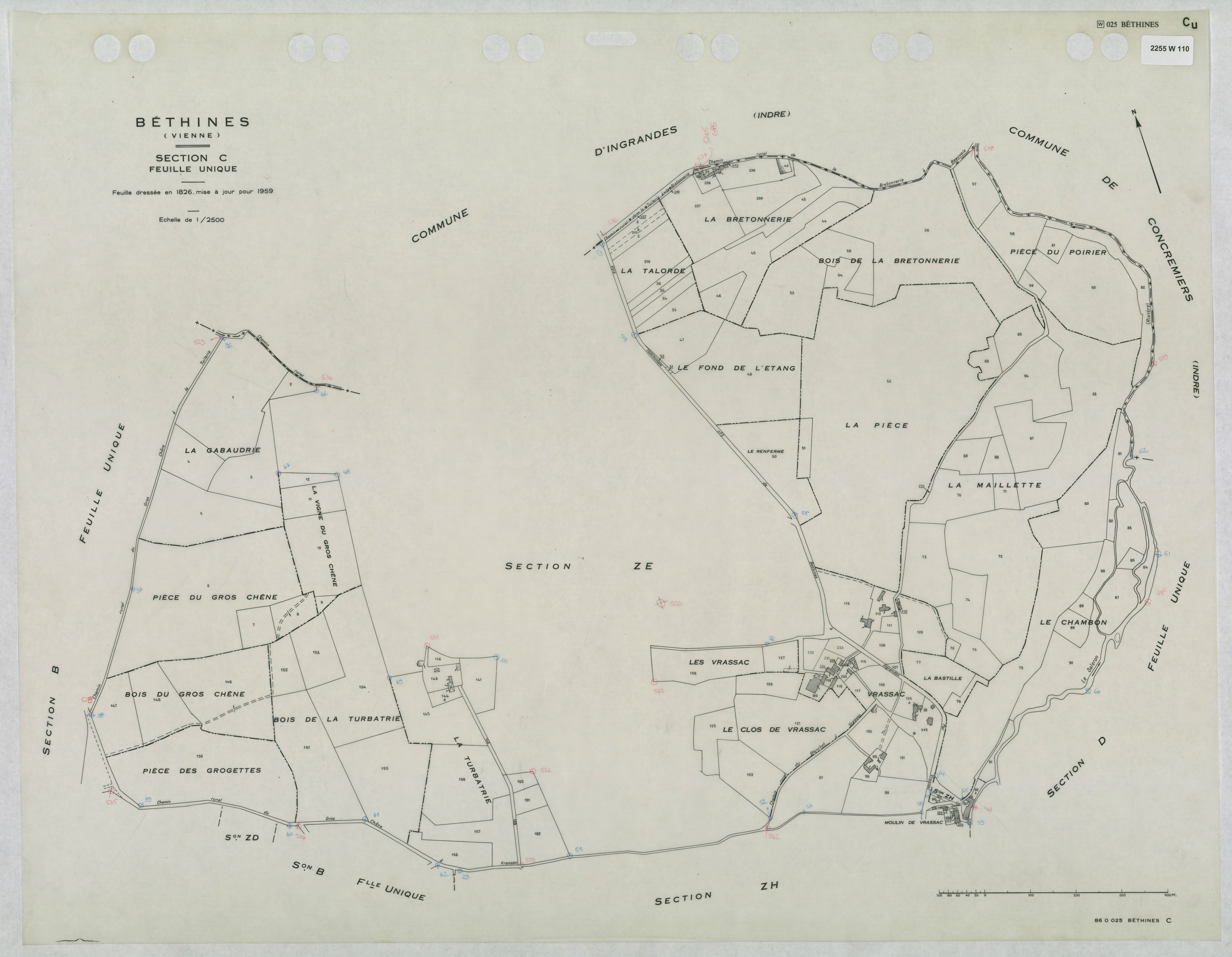 Béthines - FRAD086_cadastre Plans mis à jour 