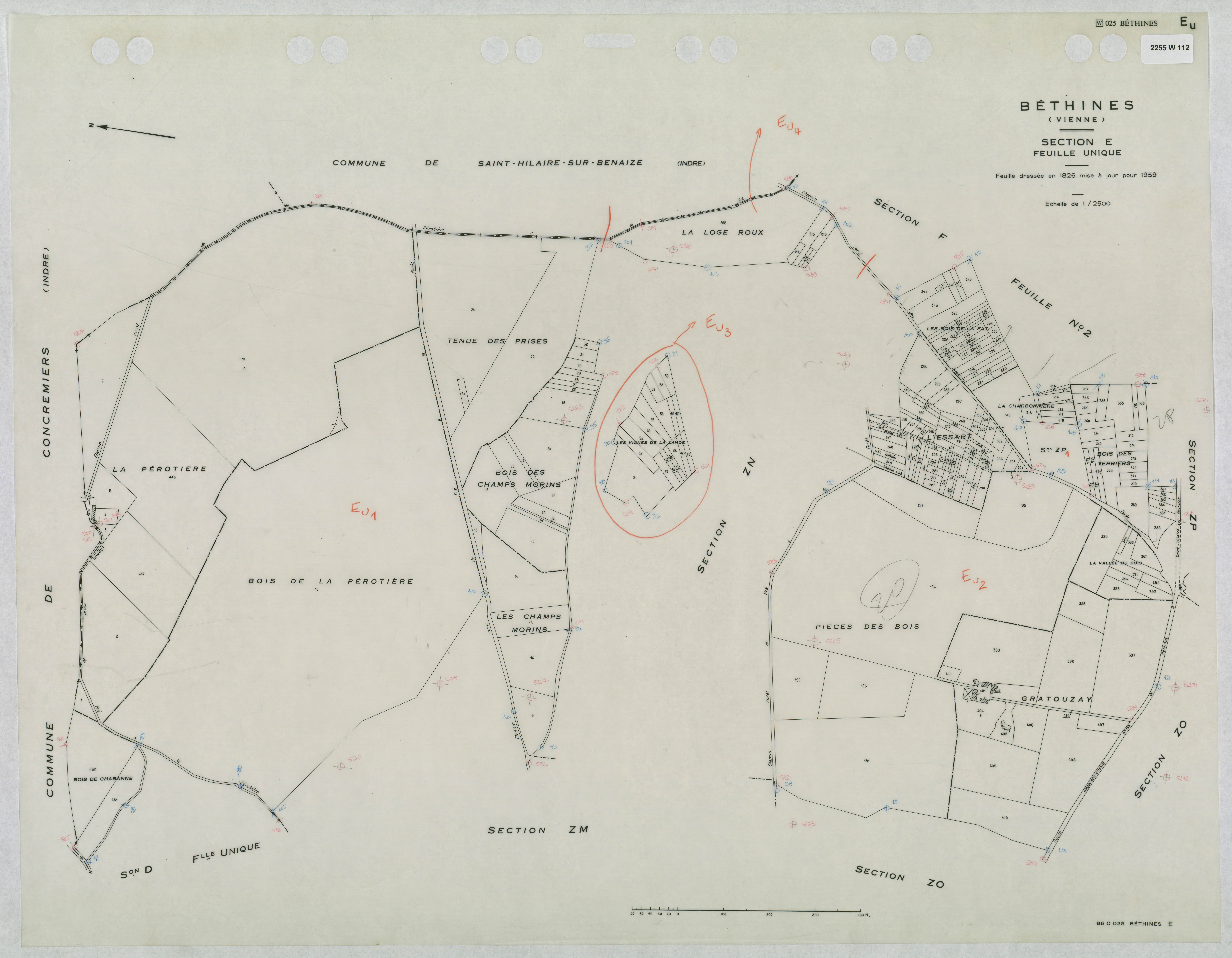 Béthines - FRAD086_cadastre Plans mis à jour 