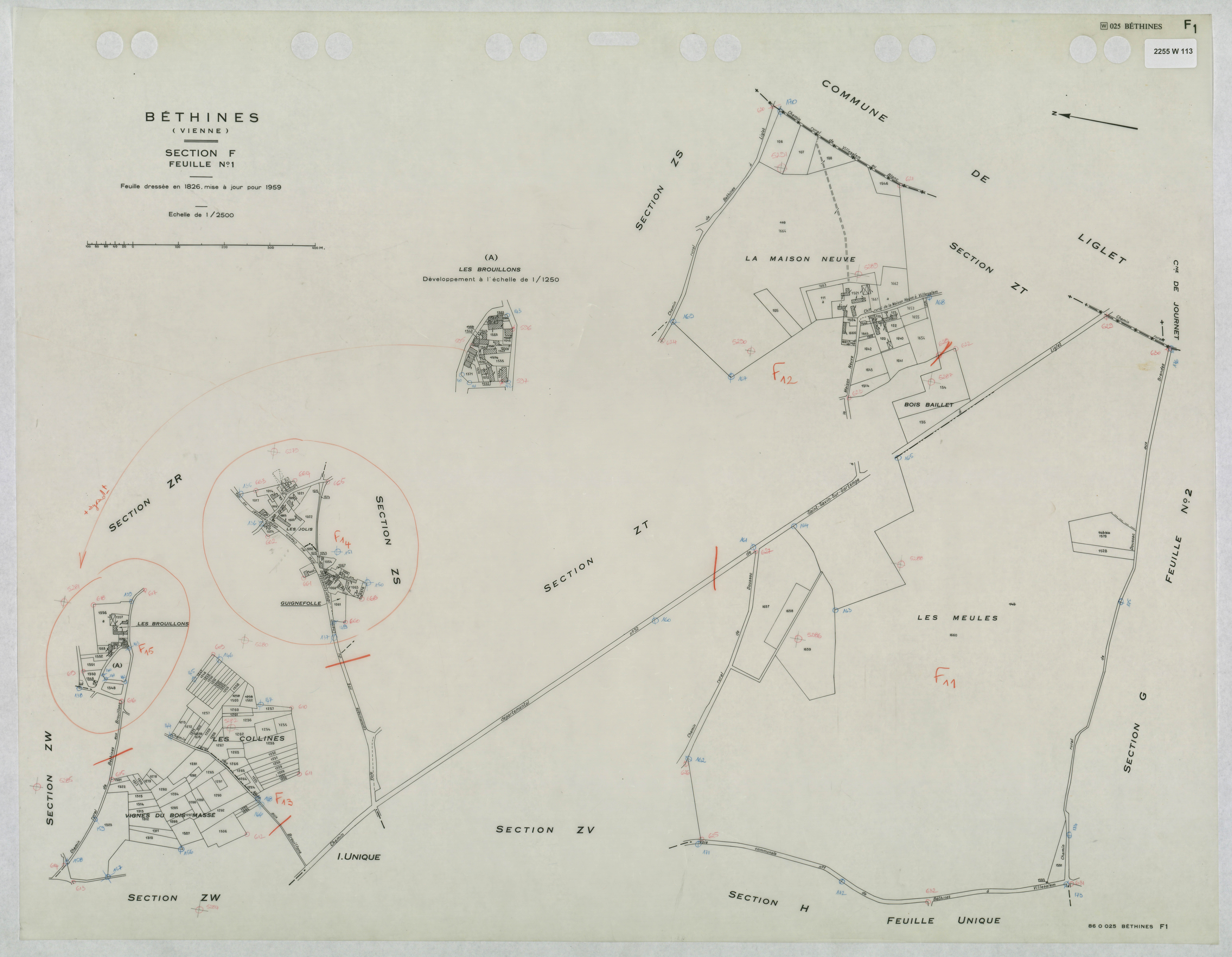 Béthines - FRAD086_cadastre Plans mis à jour 