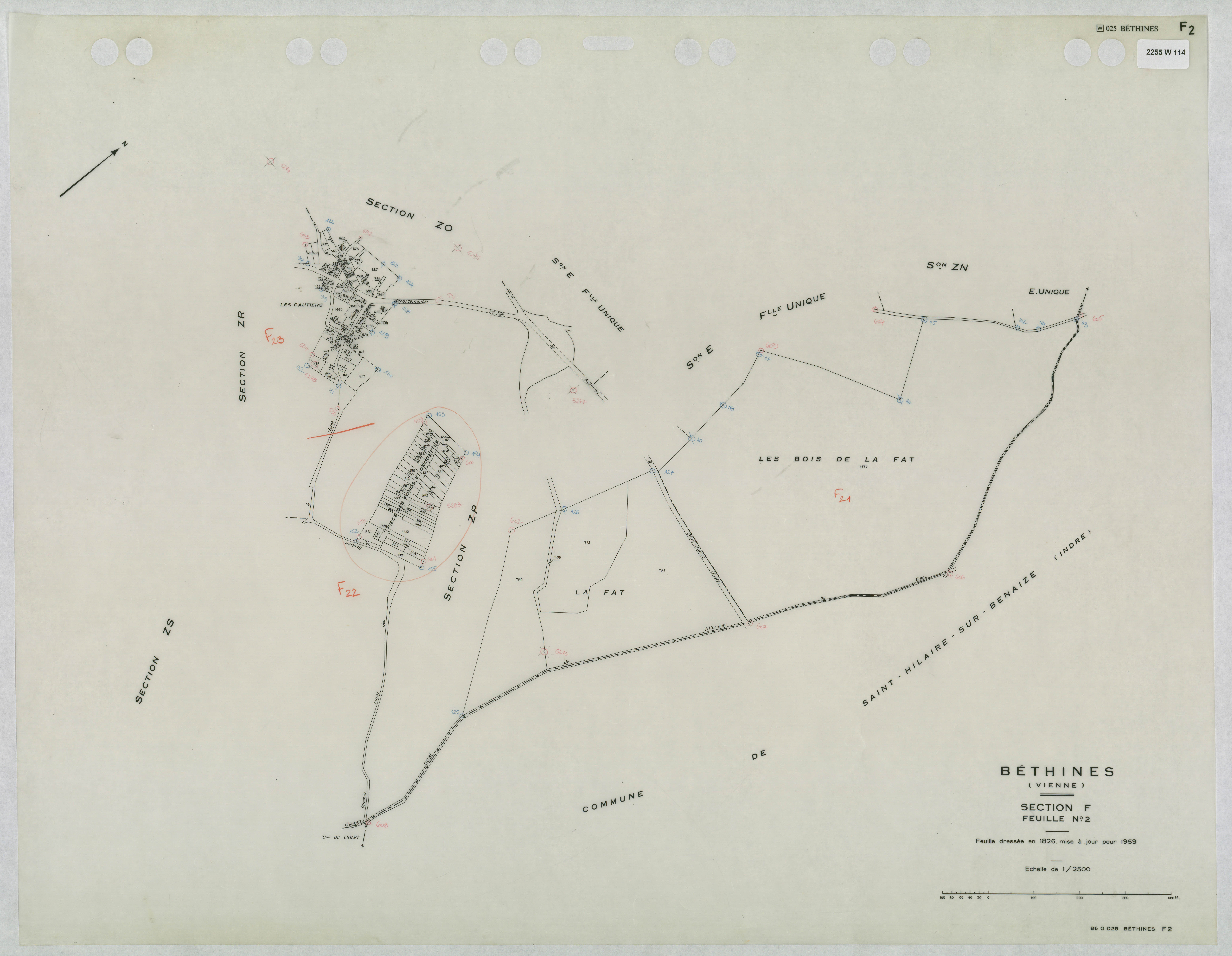 Béthines - FRAD086_cadastre Plans mis à jour 