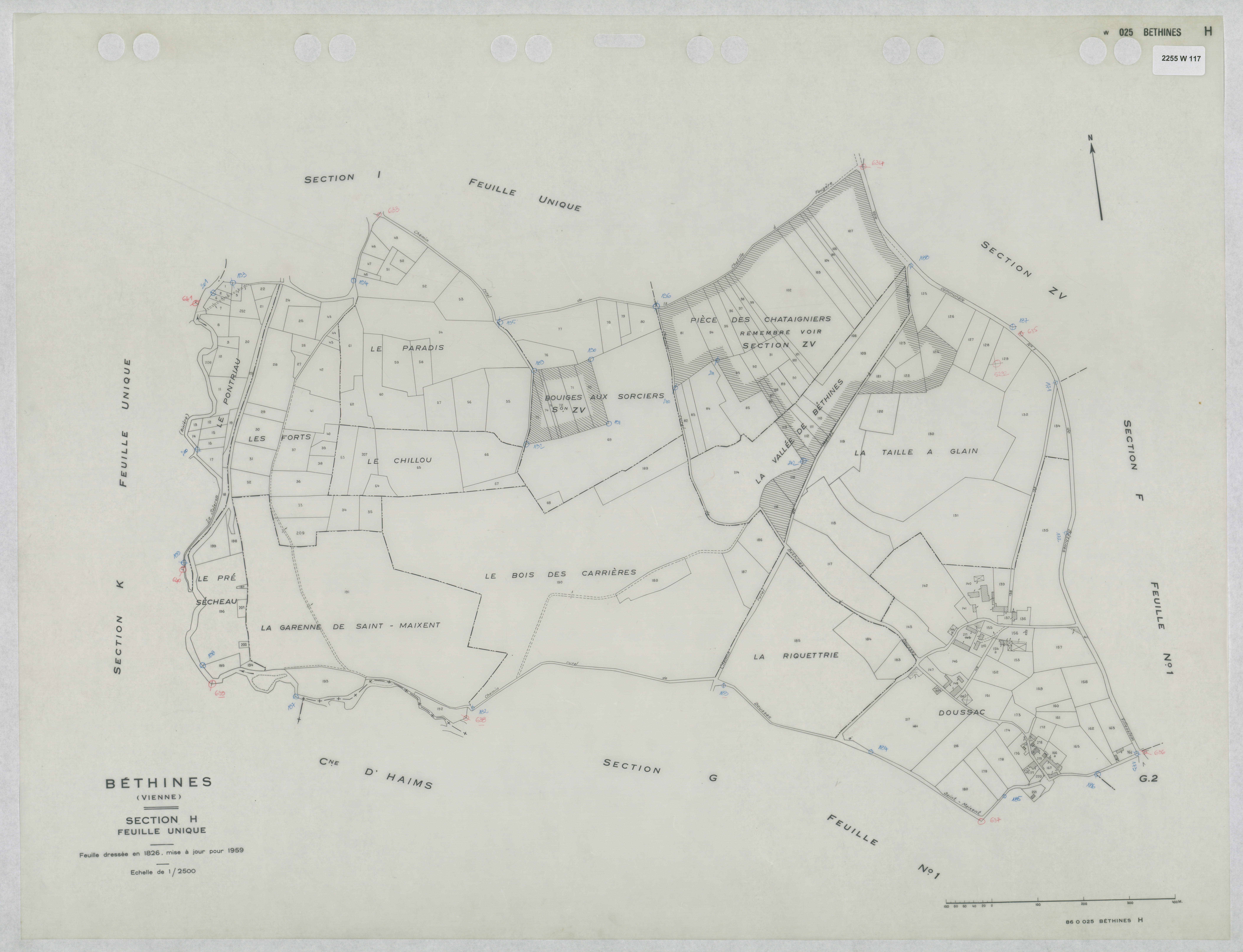 Béthines - FRAD086_cadastre Plans mis à jour 