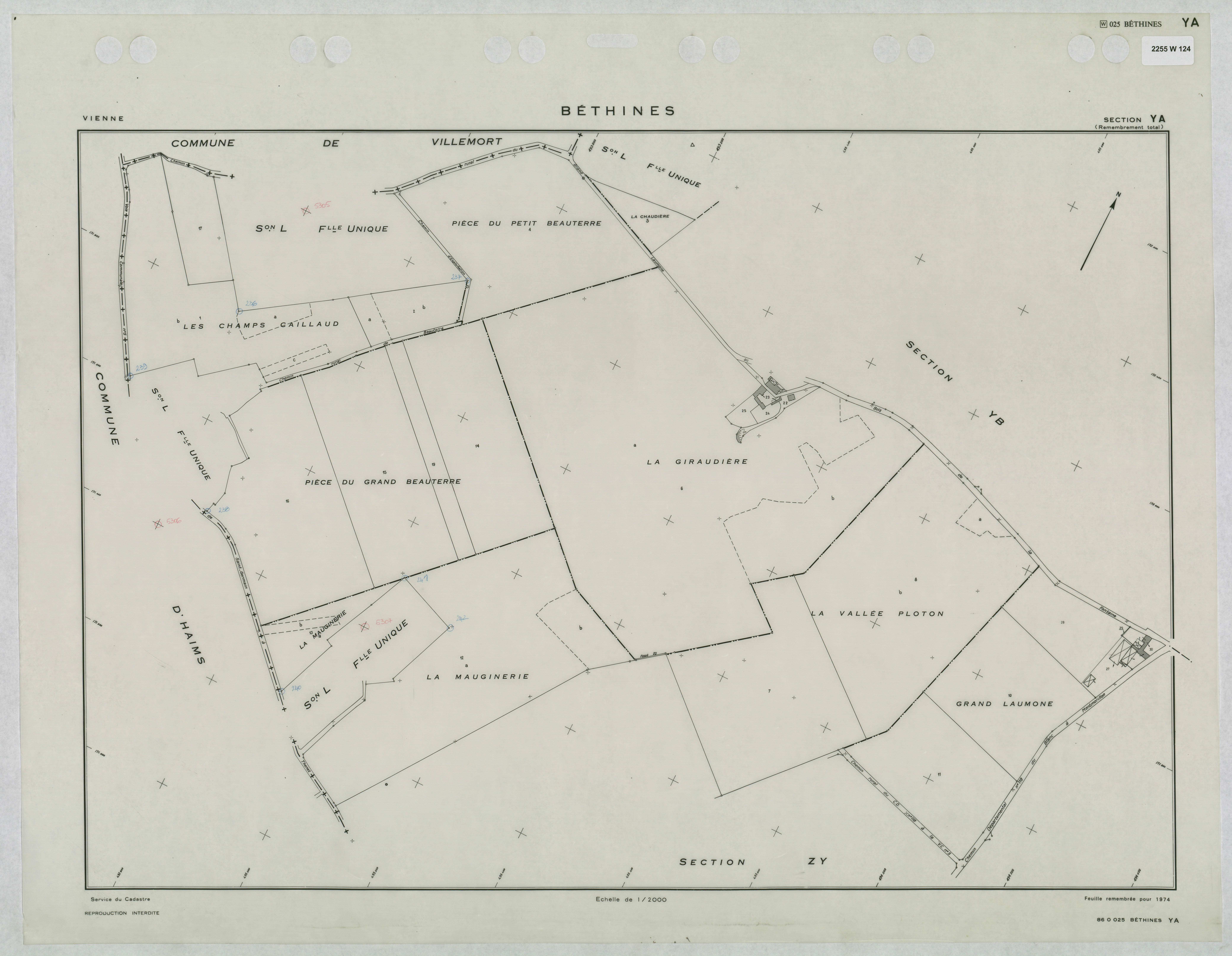 Béthines - FRAD086_cadastre Plans remembrés 