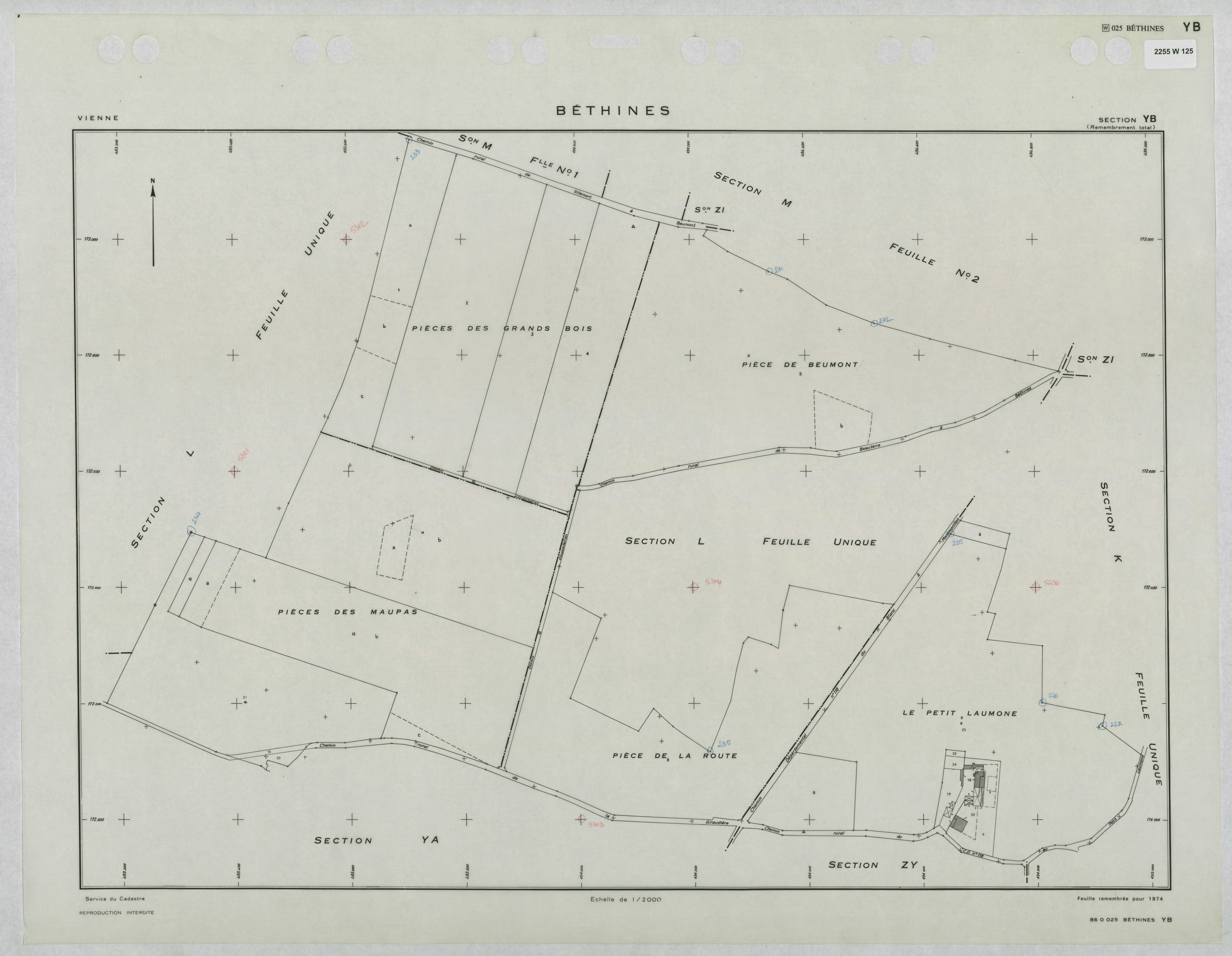 Béthines - FRAD086_cadastre Plans remembrés 