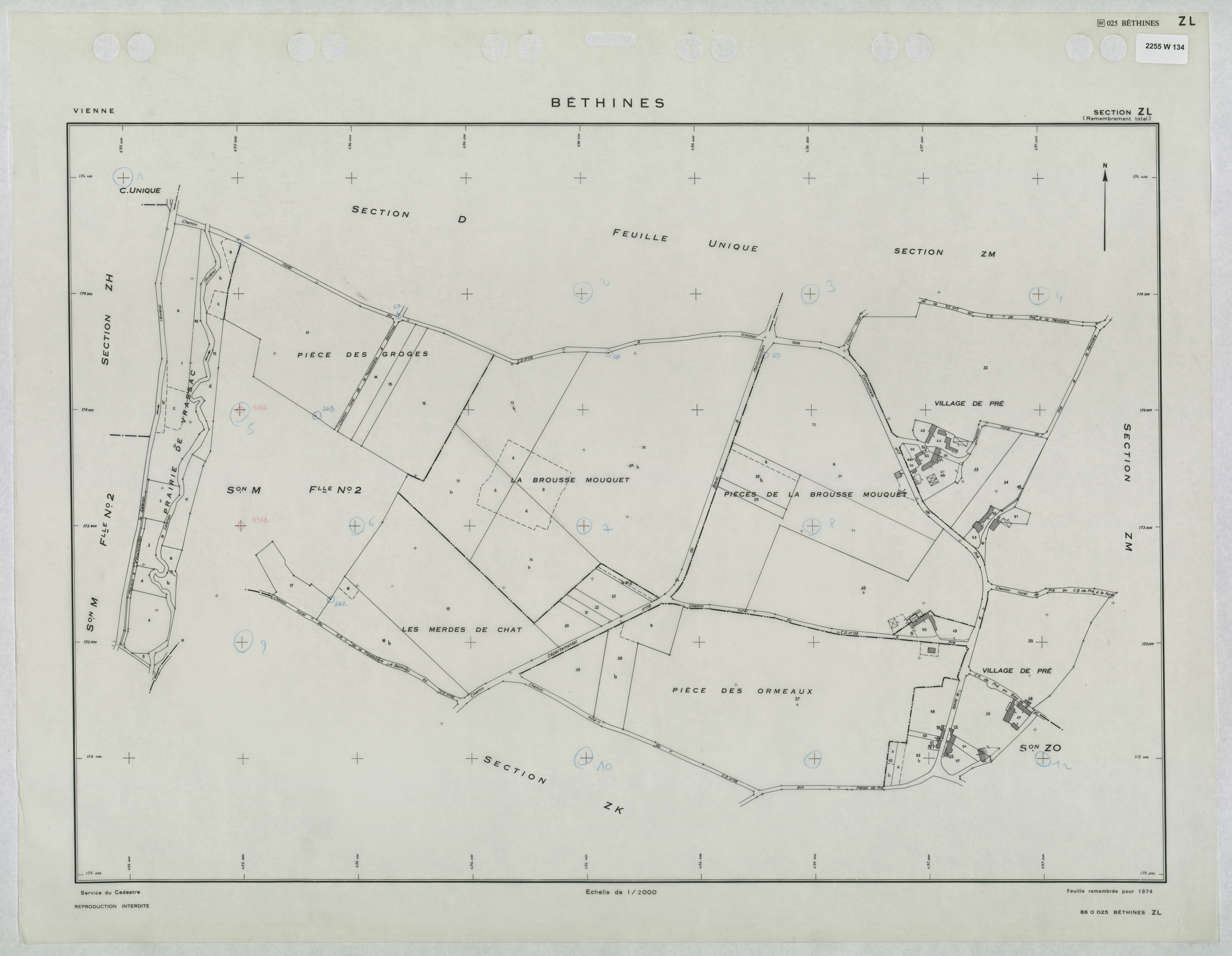 Béthines - FRAD086_cadastre Plans remembrés 