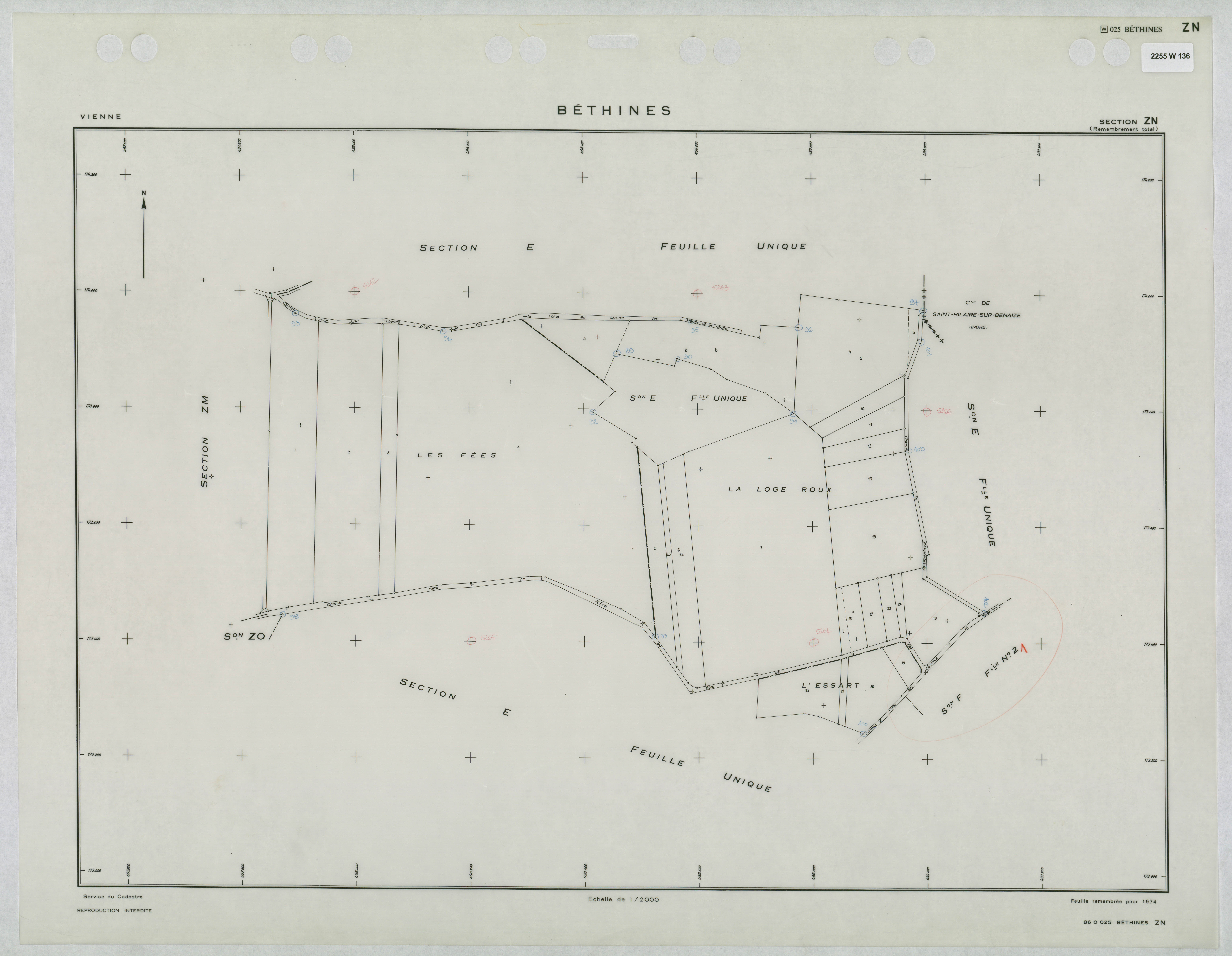 Béthines - FRAD086_cadastre Plans remembrés 