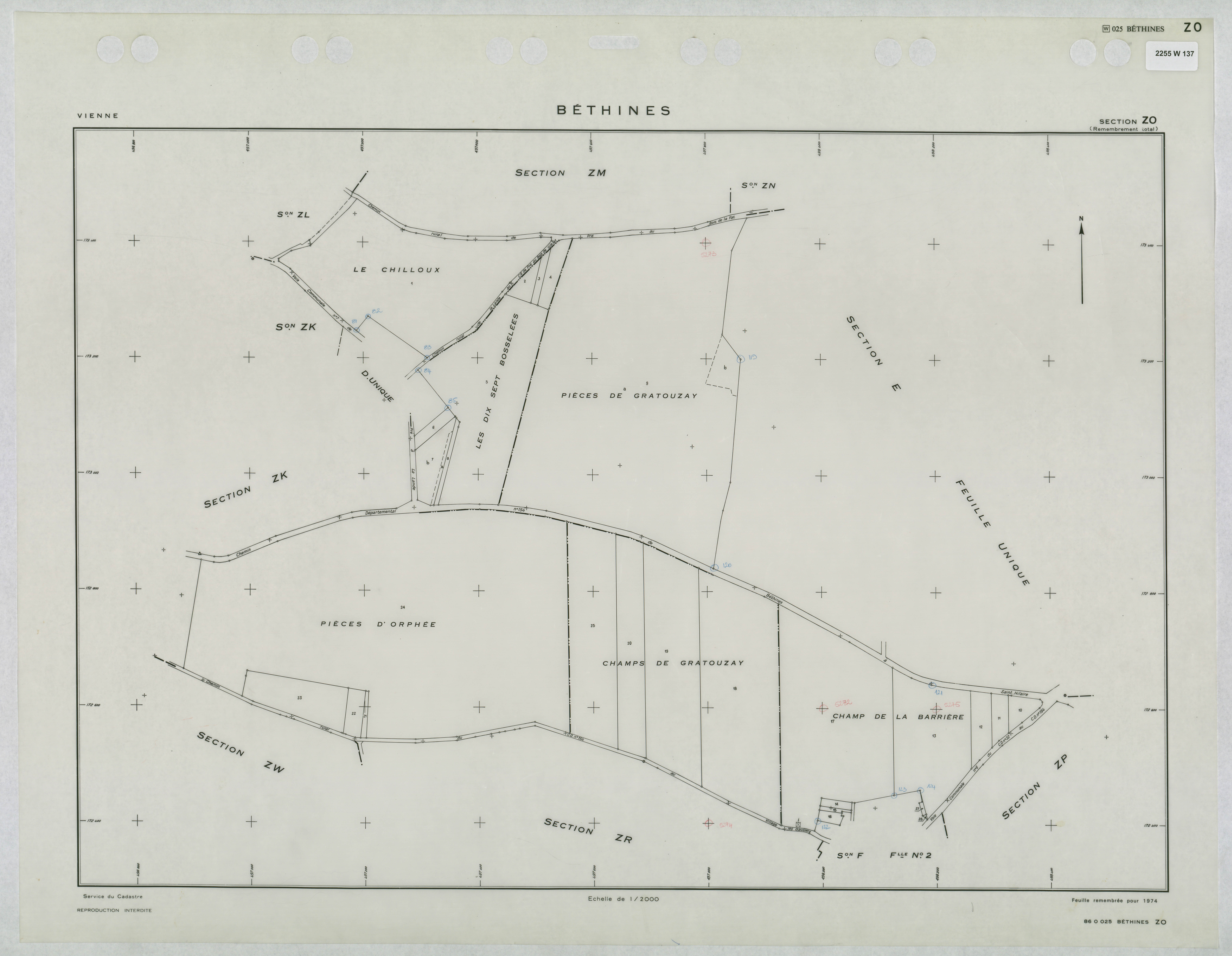 Béthines - FRAD086_cadastre Plans remembrés 