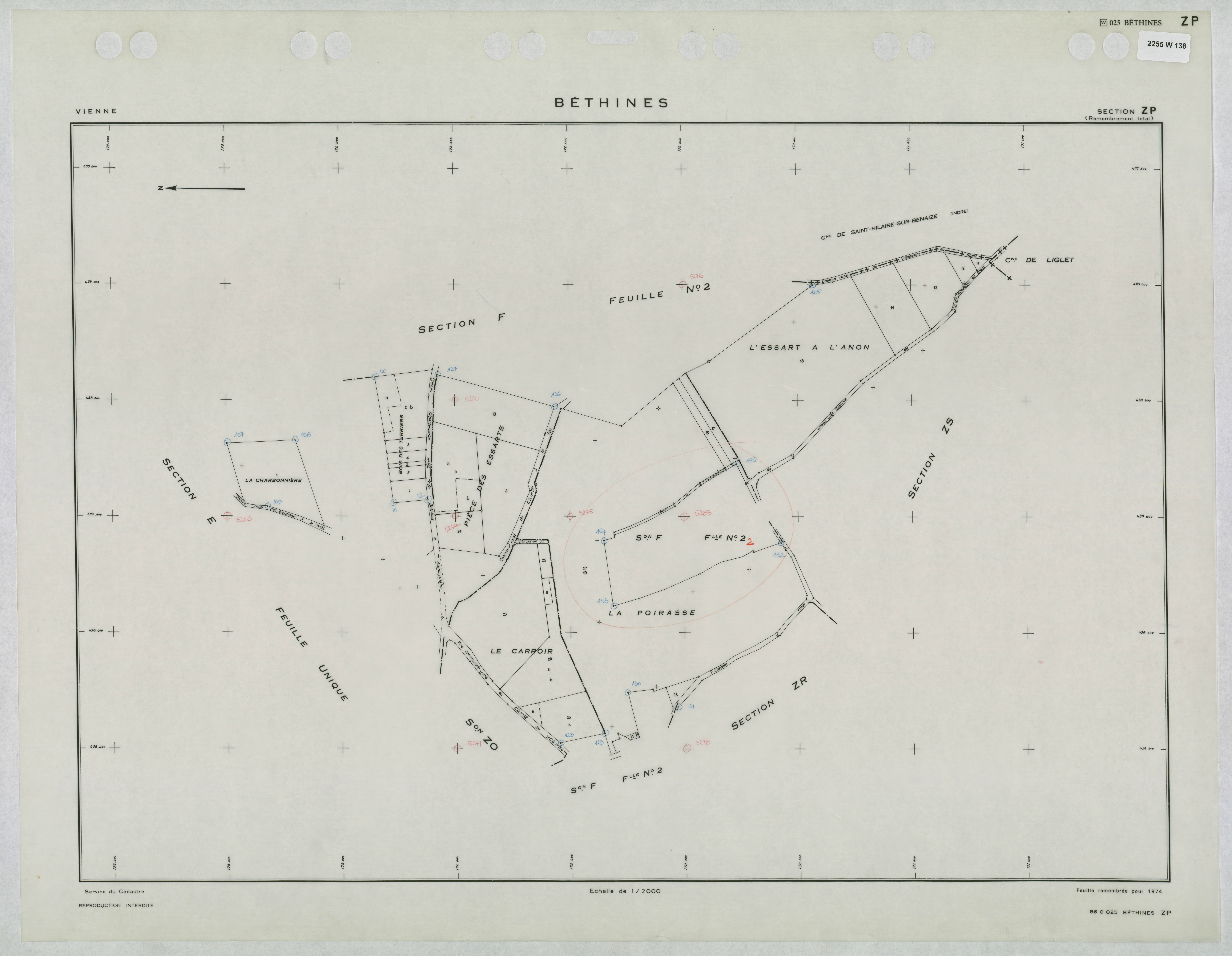 Béthines - FRAD086_cadastre Plans remembrés 
