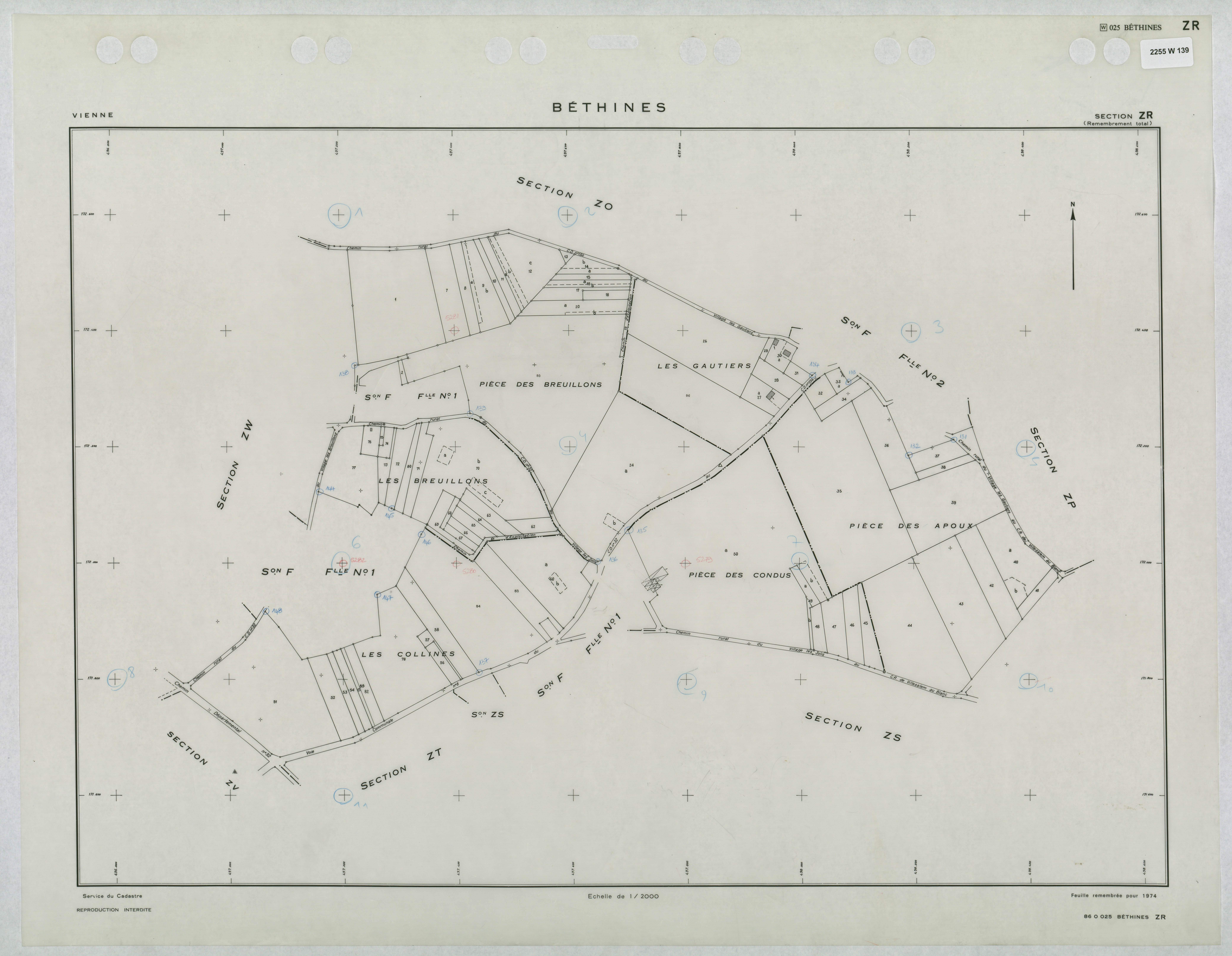 Béthines - FRAD086_cadastre Plans remembrés 