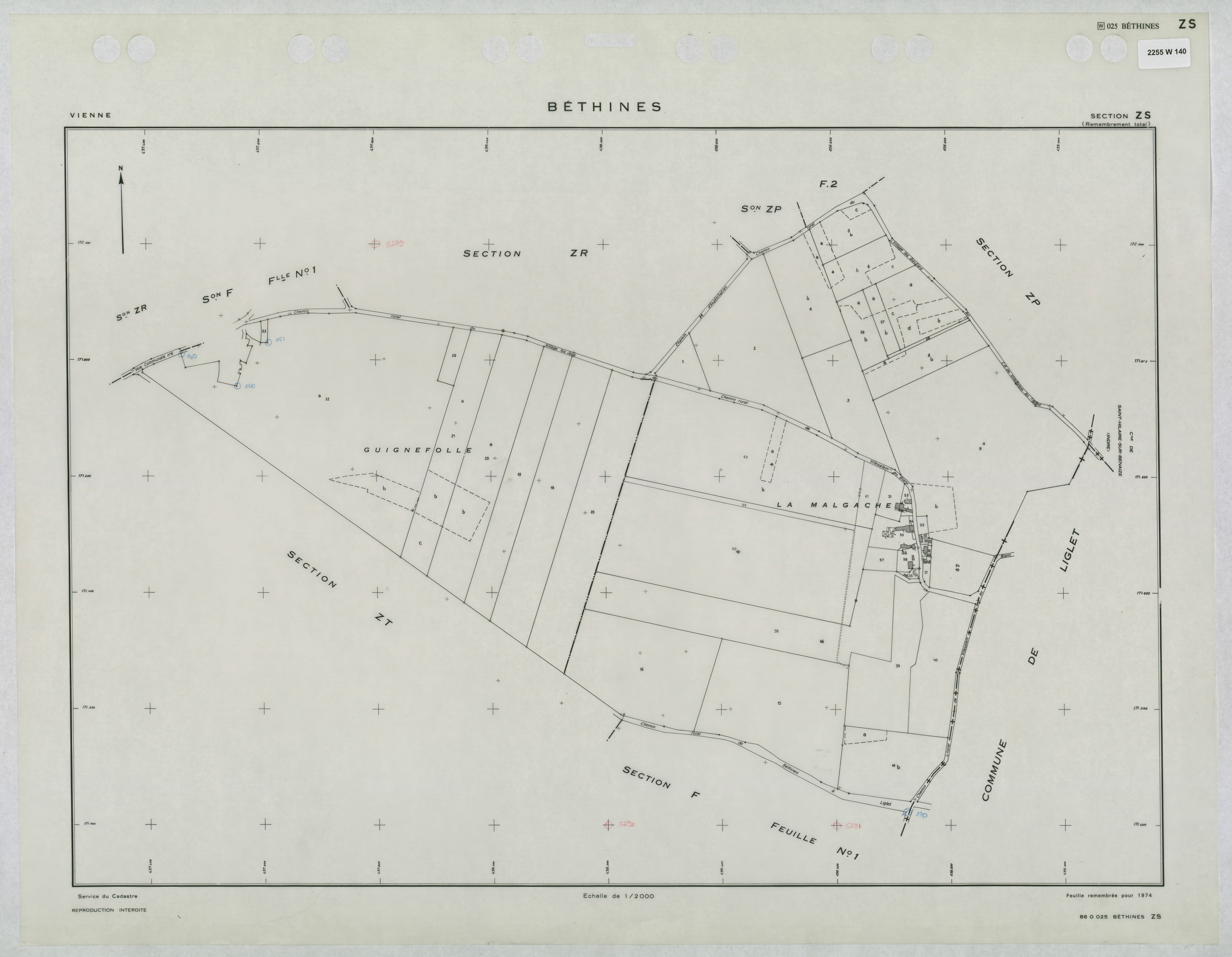 Béthines - FRAD086_cadastre Plans remembrés 