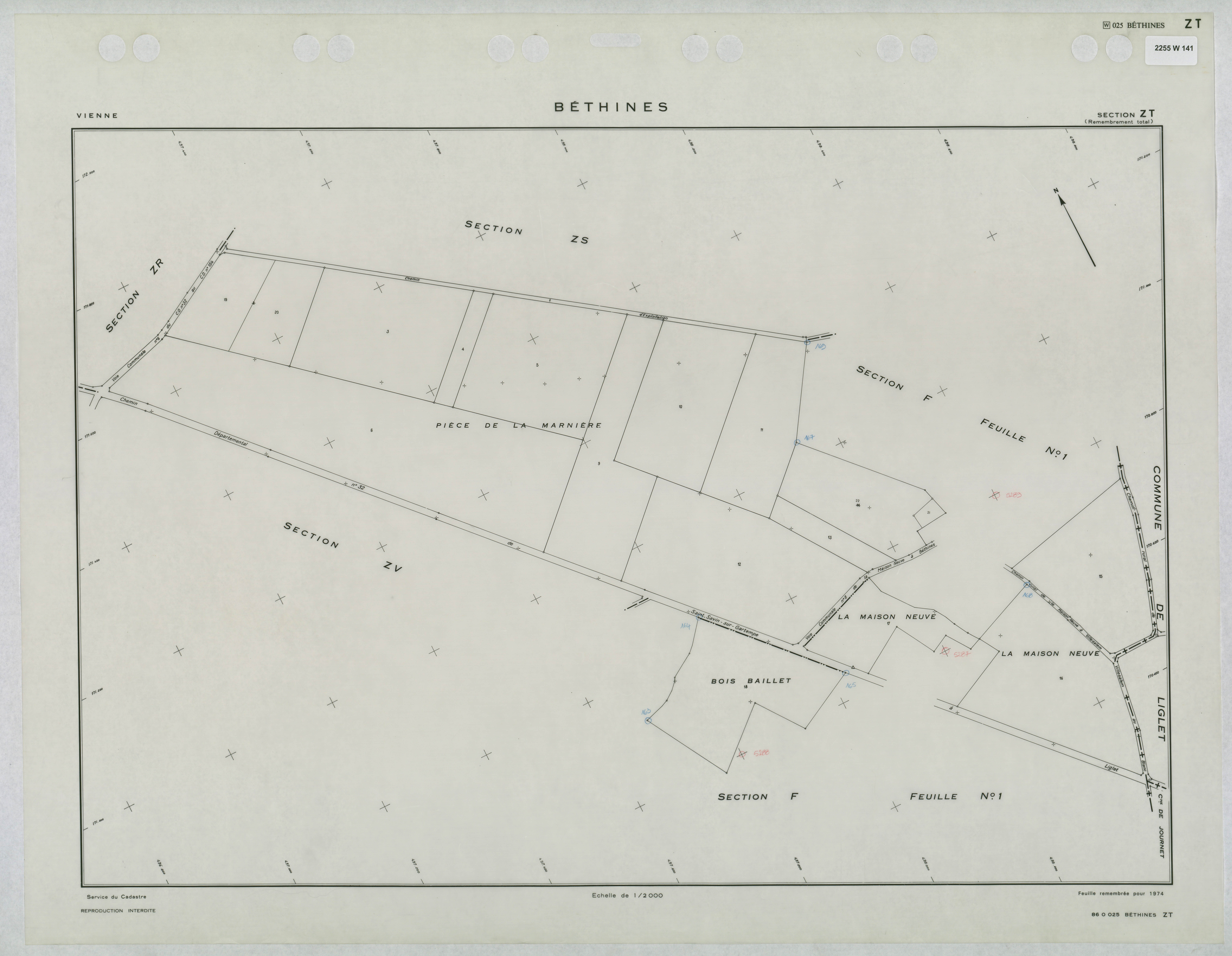 Béthines - FRAD086_cadastre Plans remembrés 