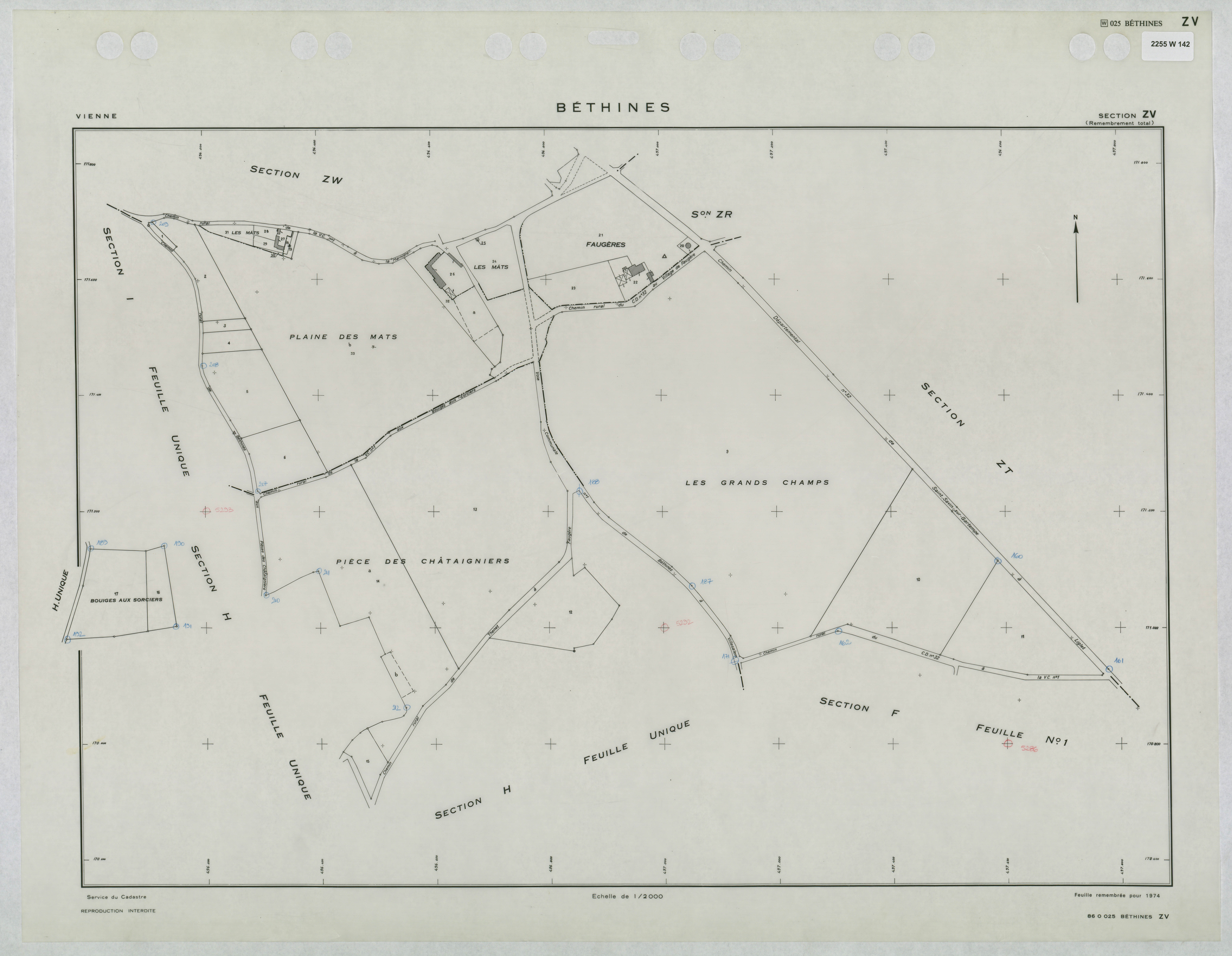Béthines - FRAD086_cadastre Plans remembrés 