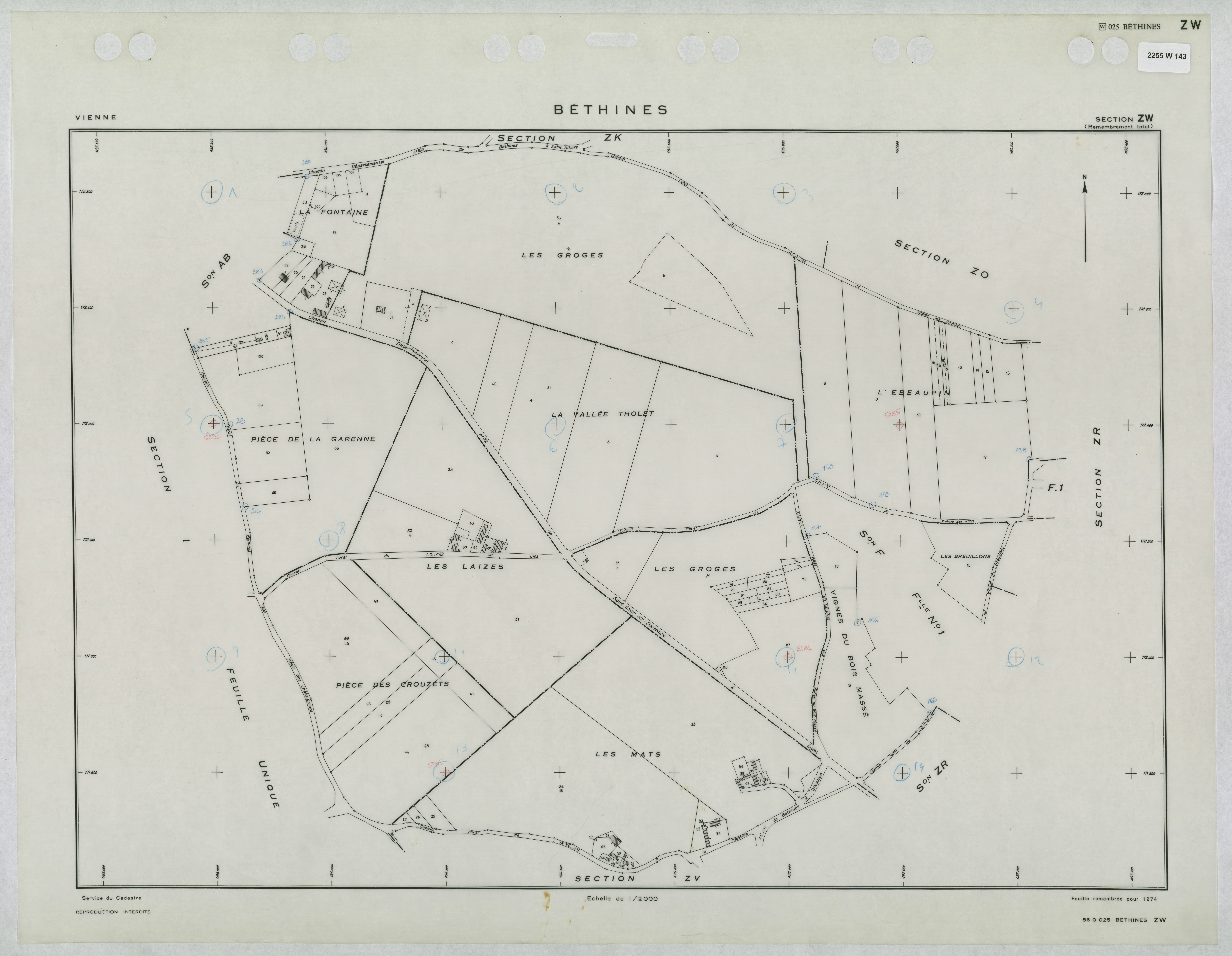 Béthines - FRAD086_cadastre Plans remembrés 