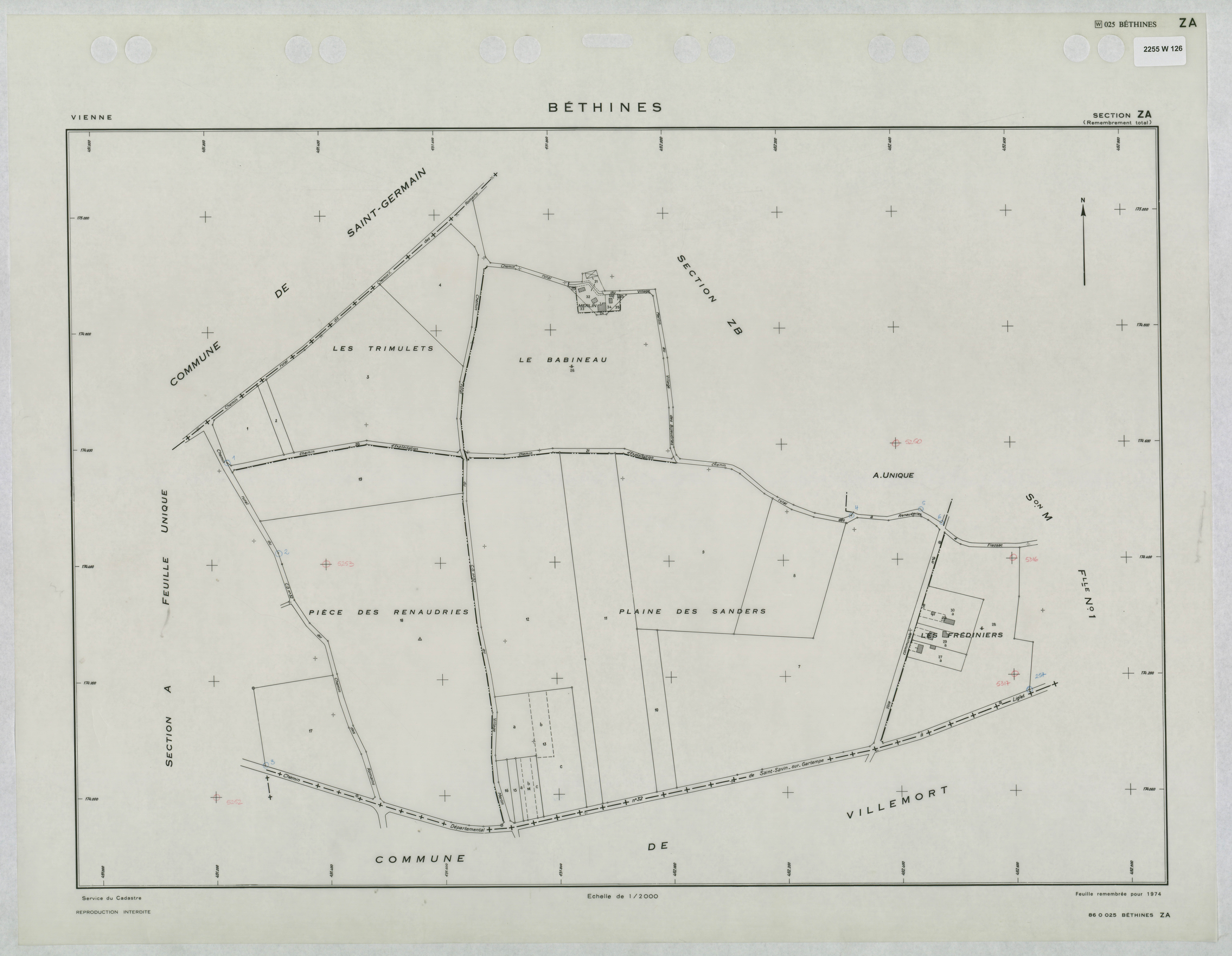 Béthines - FRAD086_cadastre Plans remembrés 