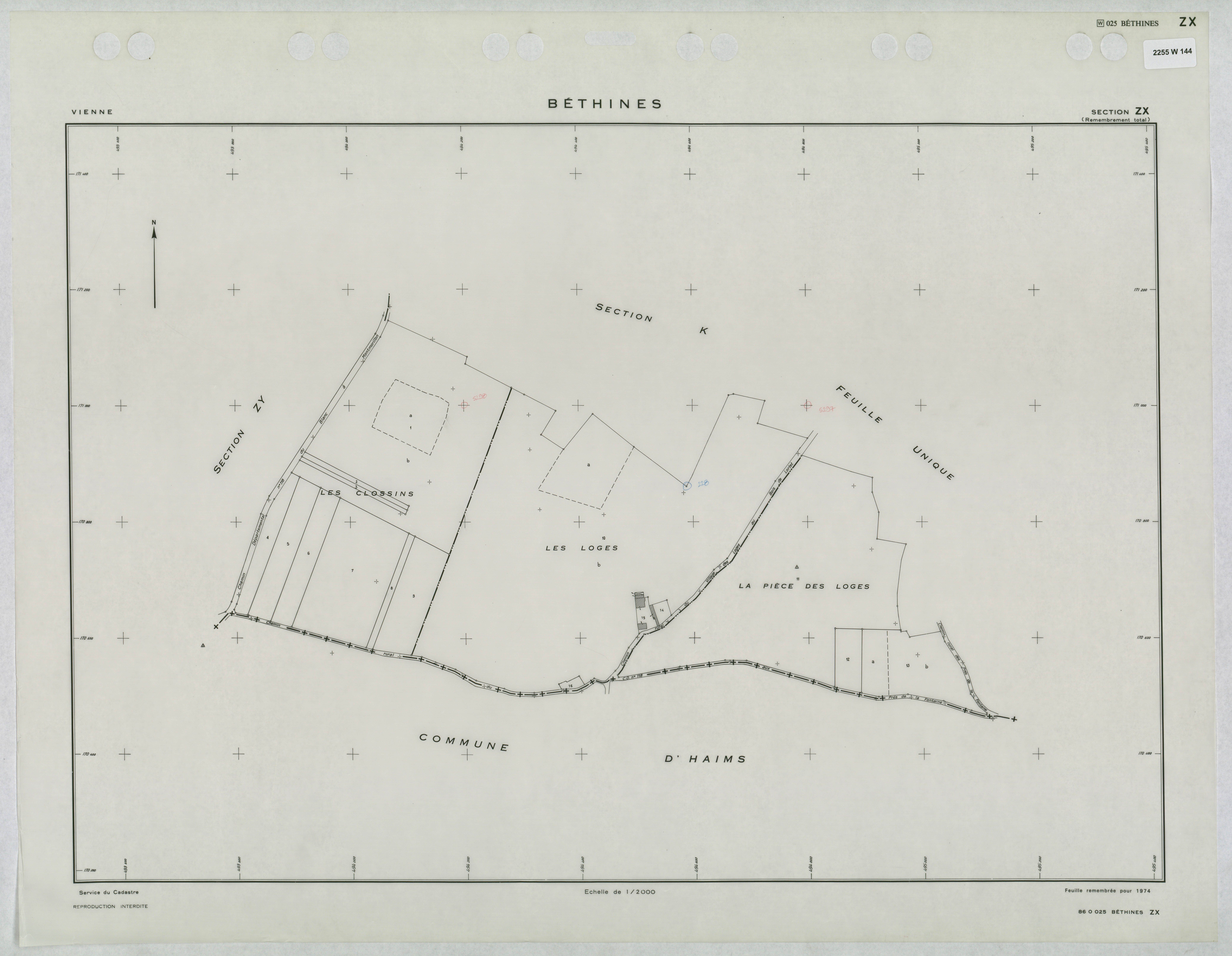 Béthines - FRAD086_cadastre Plans remembrés 