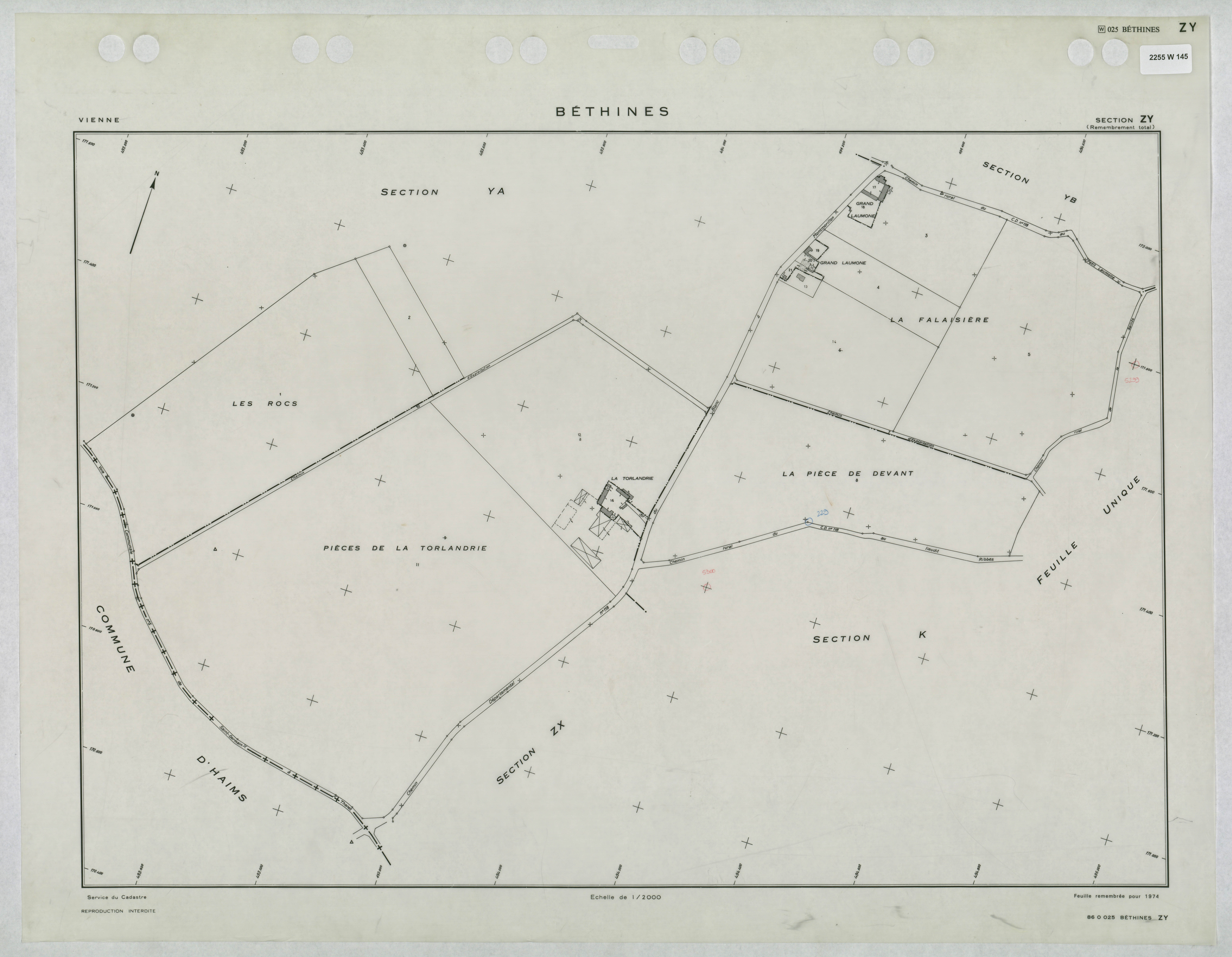 Béthines - FRAD086_cadastre Plans remembrés 