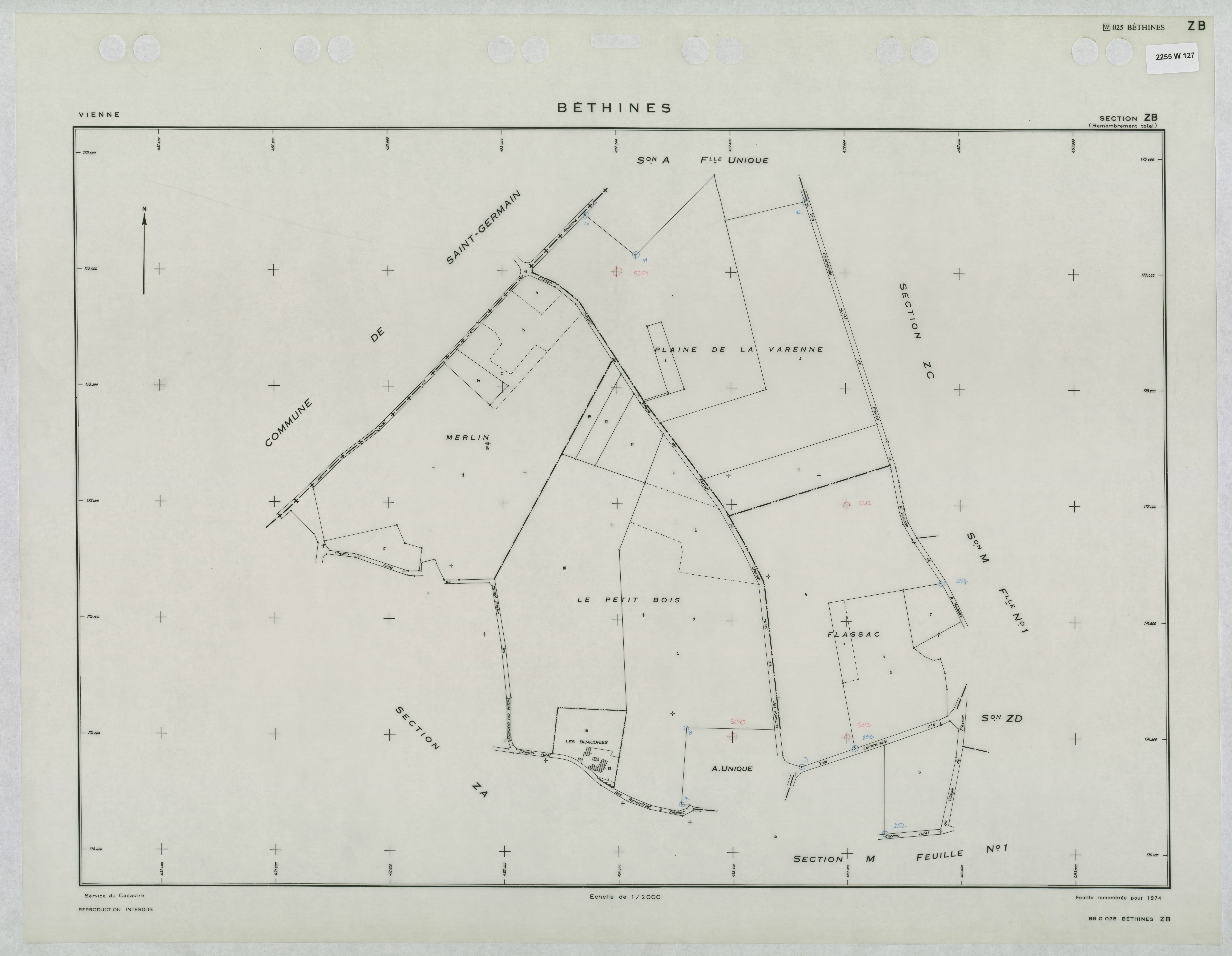 Béthines - FRAD086_cadastre Plans remembrés 