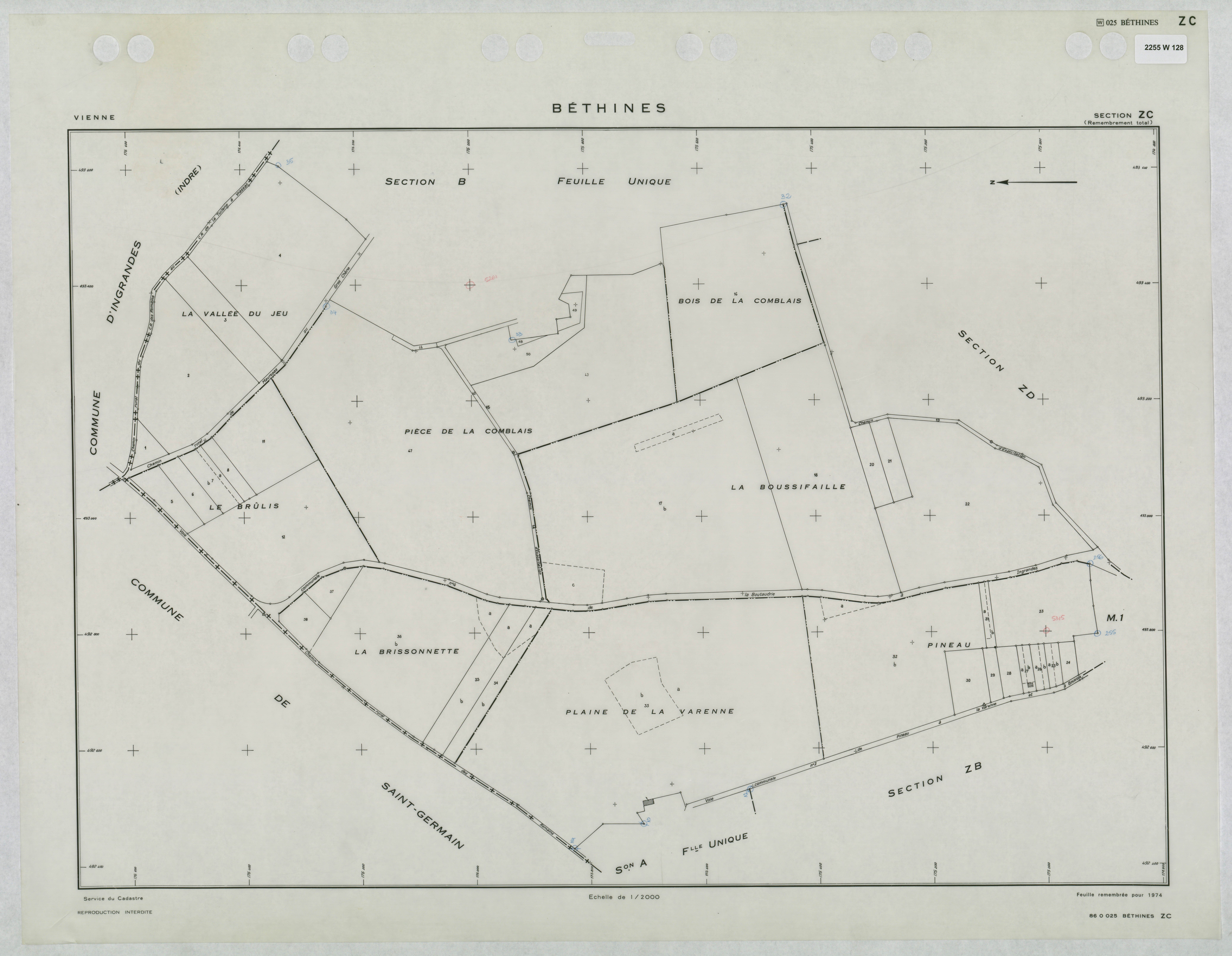 Béthines - FRAD086_cadastre Plans remembrés 